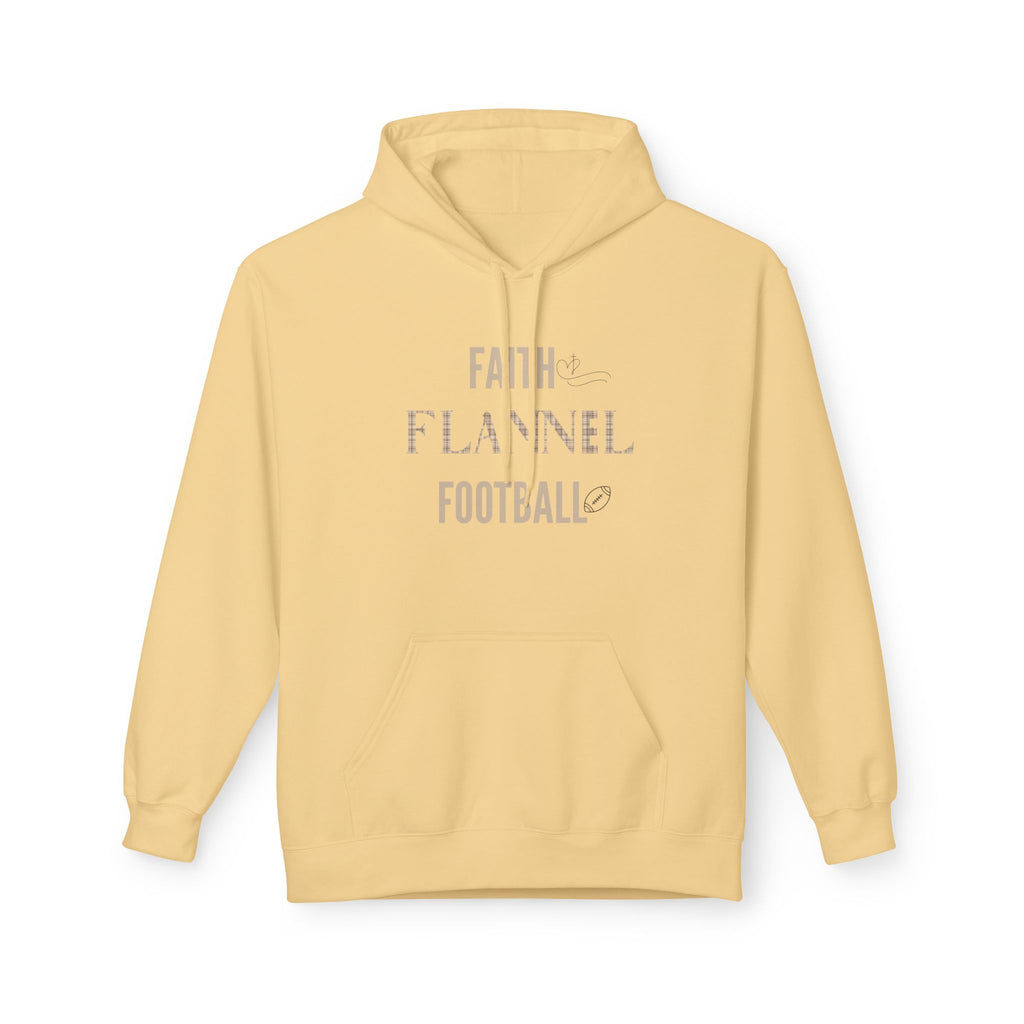 Faith Flannel Football Hoodie | Cozy Unisex Fleece for Fall Gatherings, Game Days, Thanksgiving, Faith-Based Apparel
