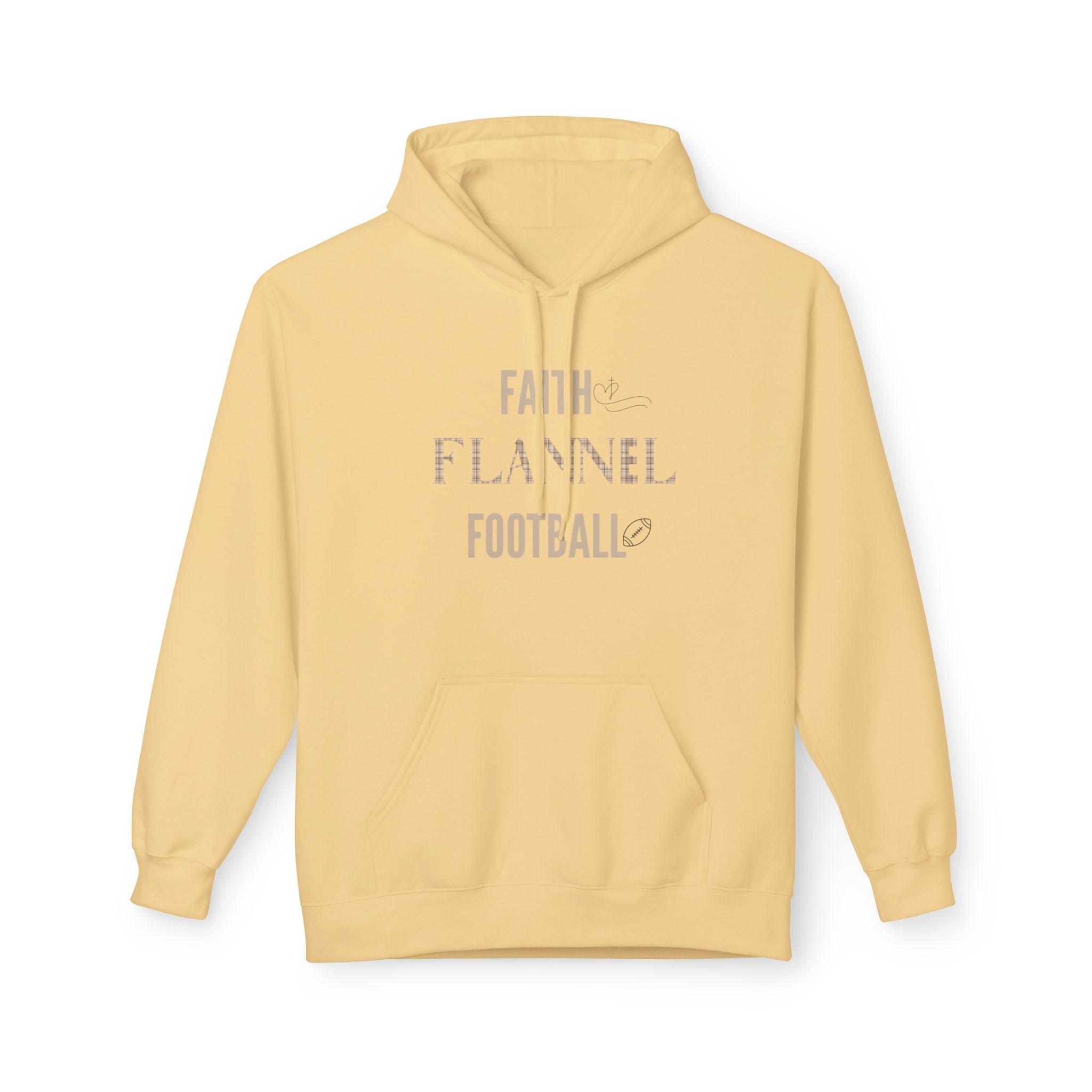 Faith Flannel Football Hoodie | Cozy Unisex Fleece for Fall Gatherings, Game Days, Thanksgiving, Faith-Based Apparel