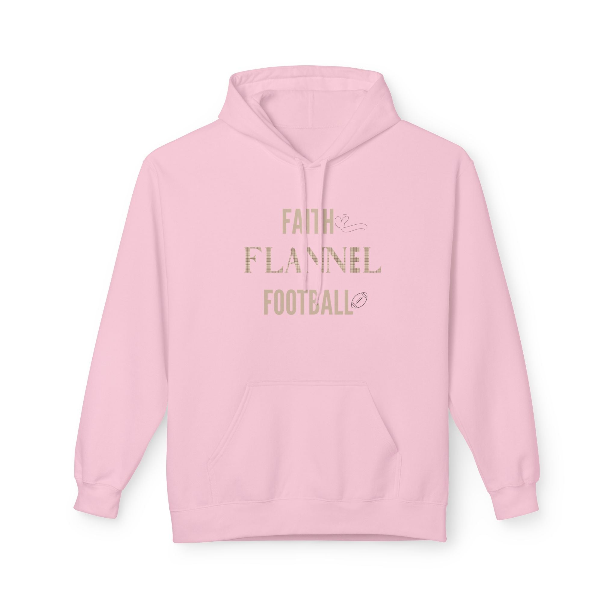 Faith Flannel Football Hoodie | Cozy Unisex Fleece for Fall Gatherings, Game Days, Thanksgiving, Faith-Based Apparel