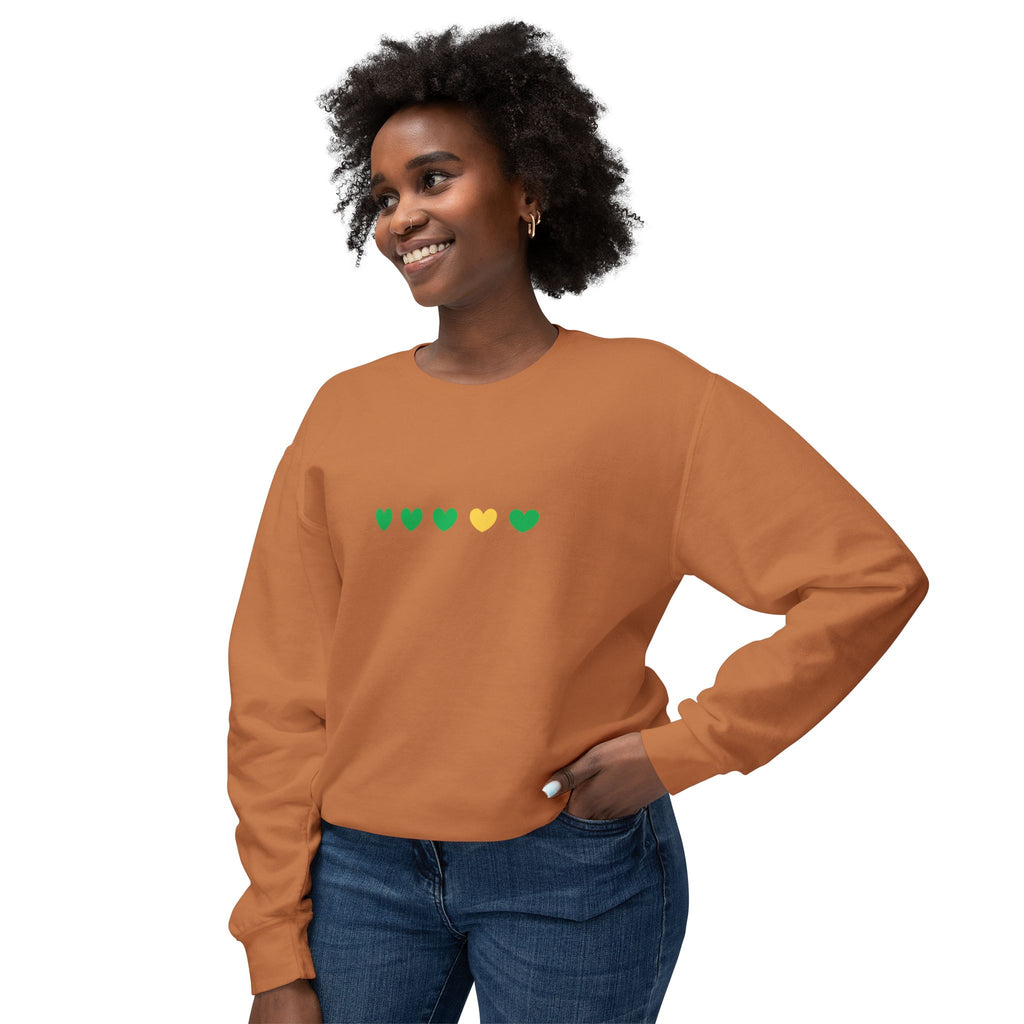 Green & Yellow Heartfelt Lightweight Crewneck Sweatshirt