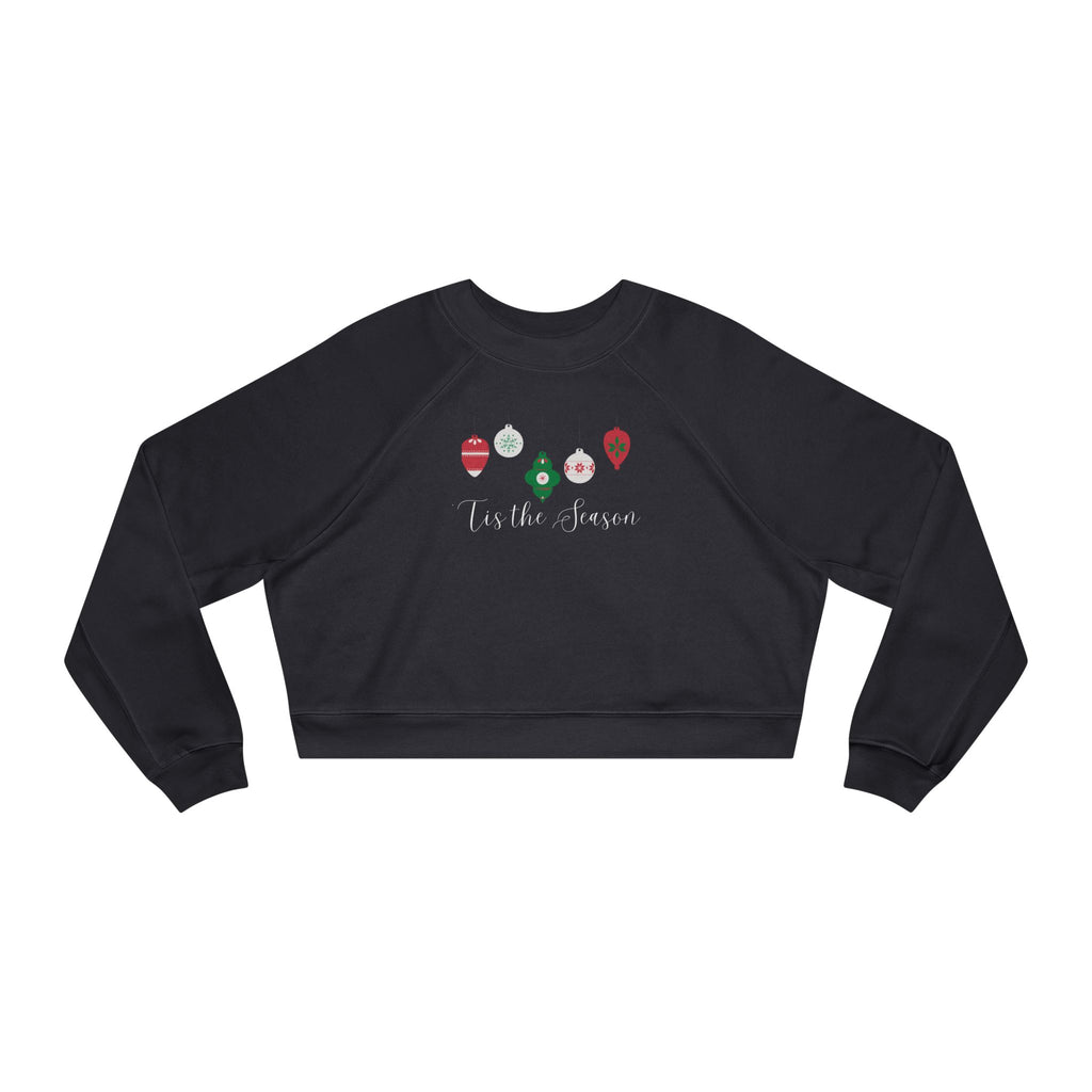 'Tis the Season Cropped Holiday Fleece Pullover with Festive Ornaments
