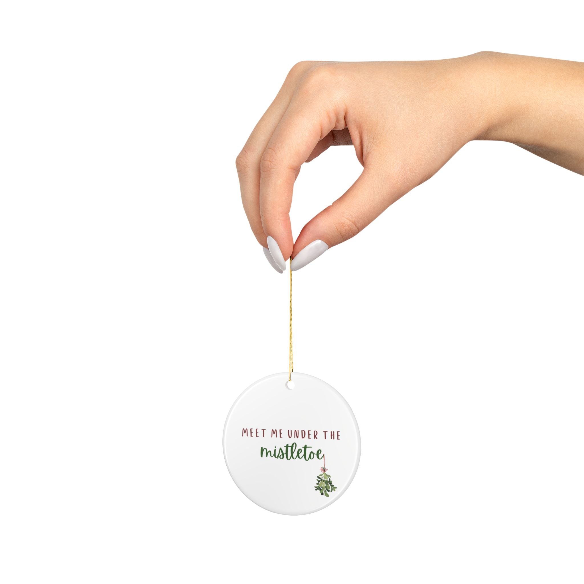 Mistletoe Ceramic Ornament – “Meet Me Under the Mistletoe” Christmas Decoration
