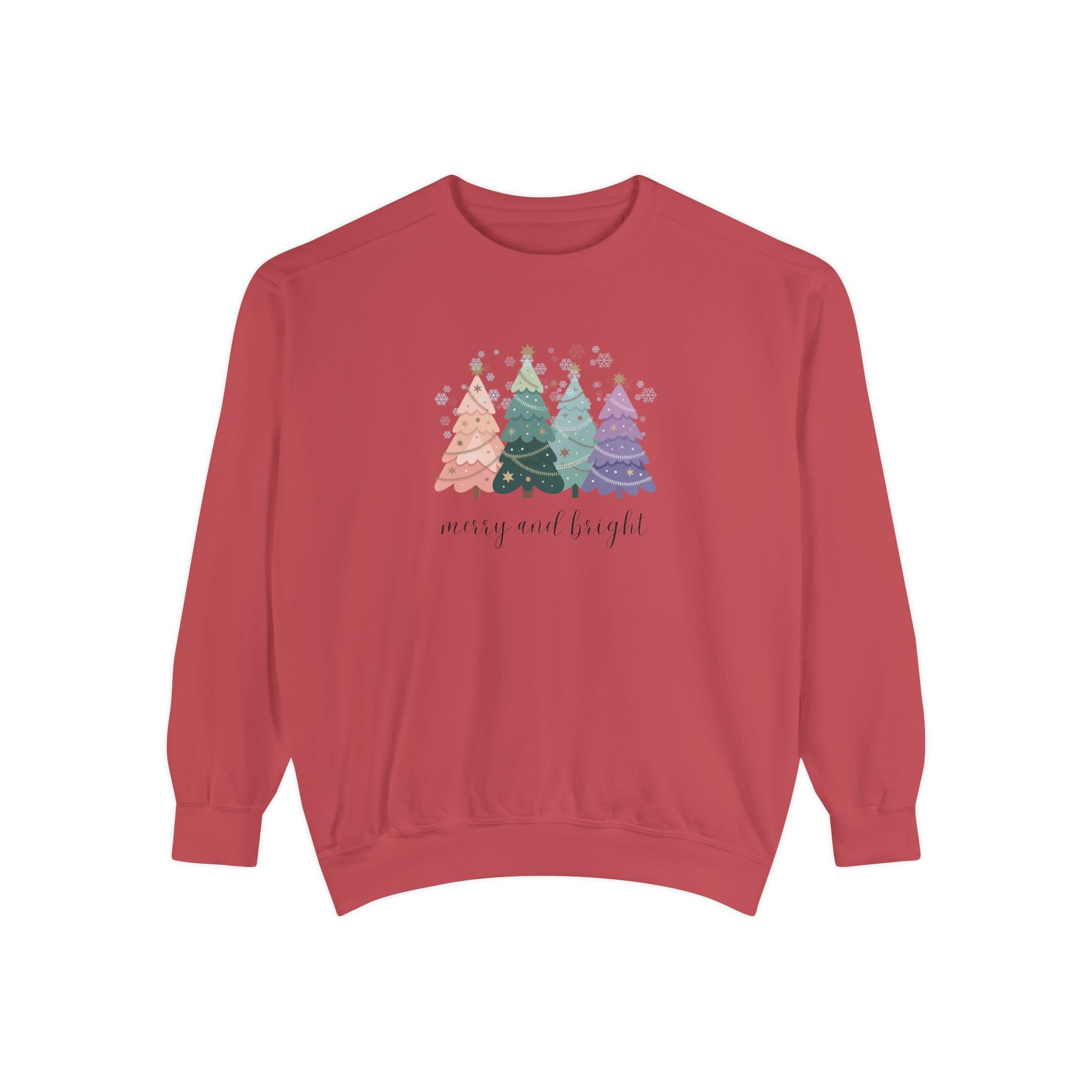 Merry & Bright Colorful Trees Unisex Garment-Dyed Sweatshirt