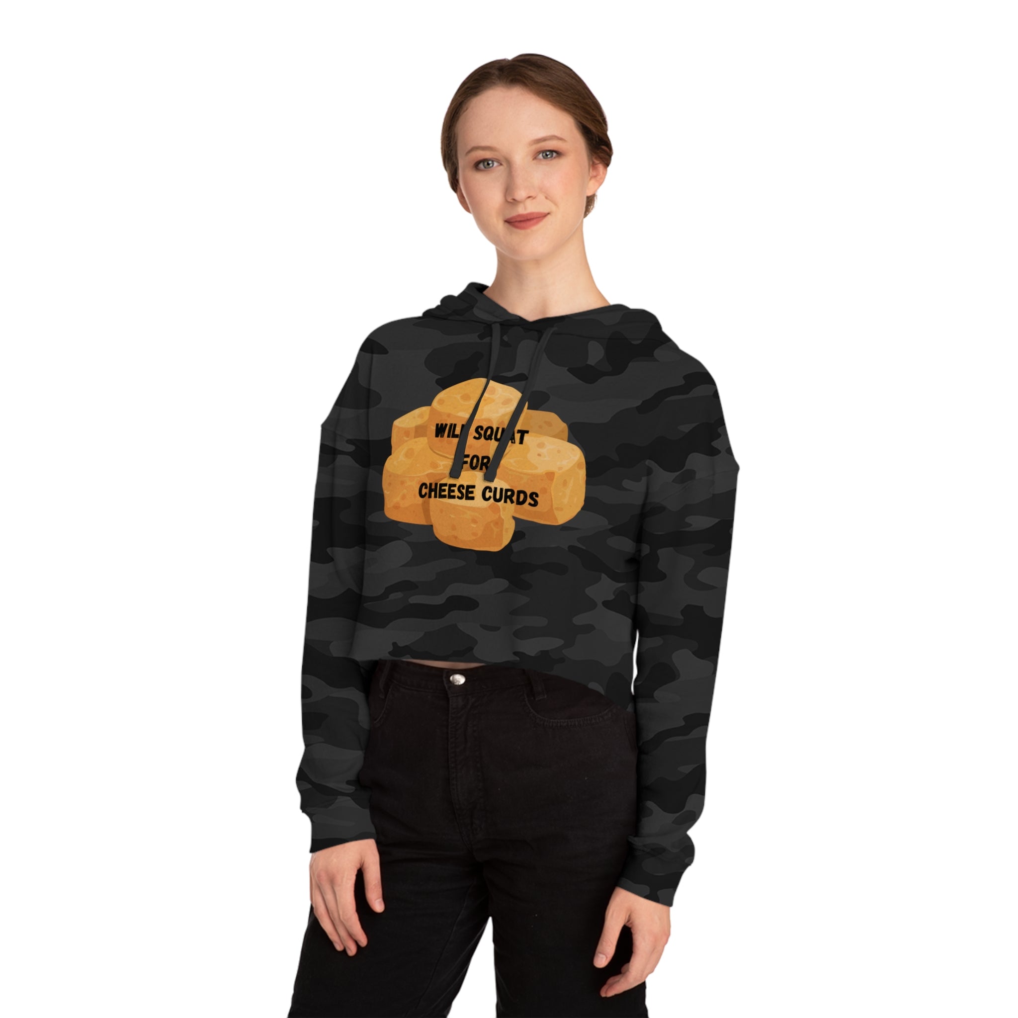 Will Squat For Cheese Curds Cropped Hoodie