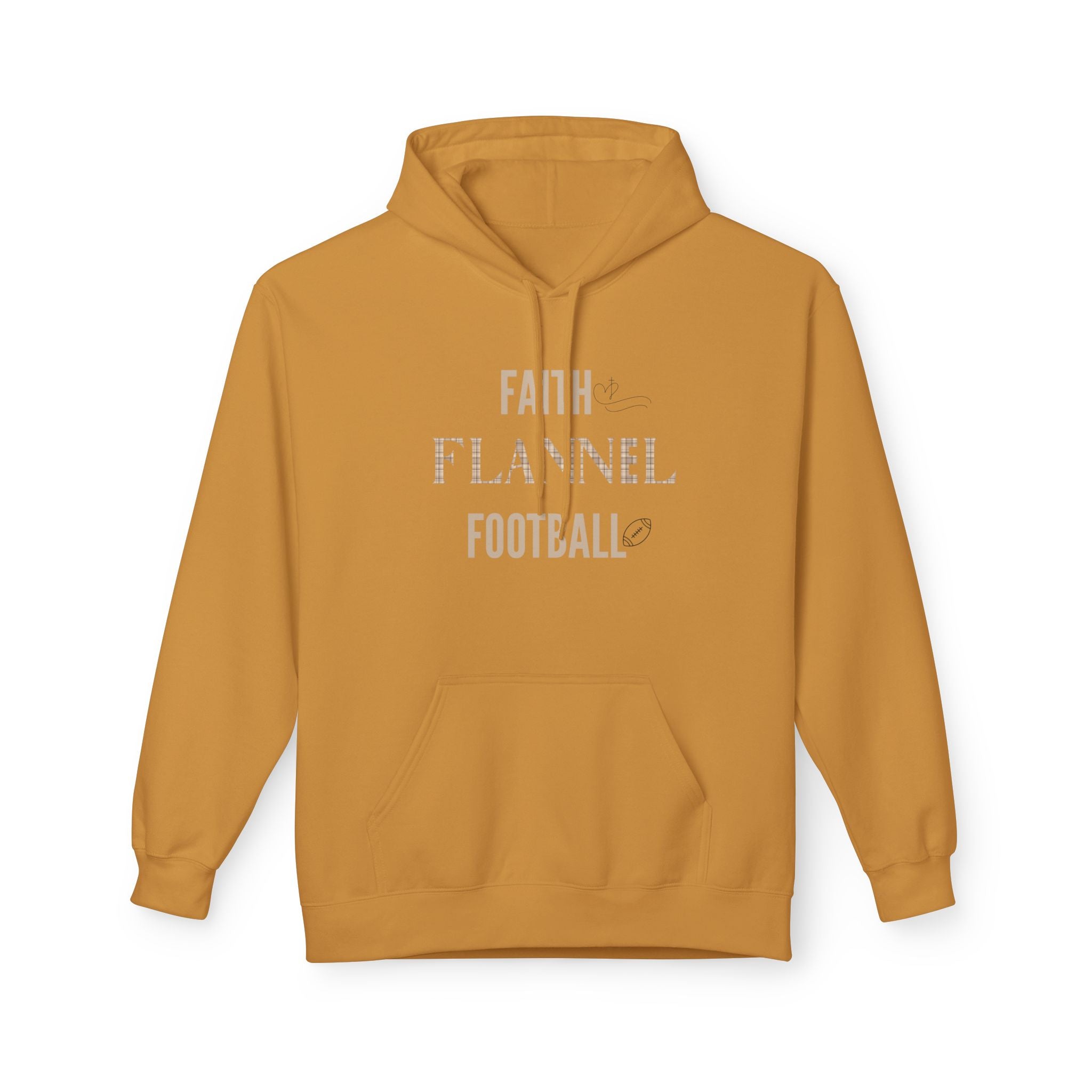Faith Flannel Football Hoodie | Cozy Unisex Fleece for Fall Gatherings, Game Days, Thanksgiving, Faith-Based Apparel