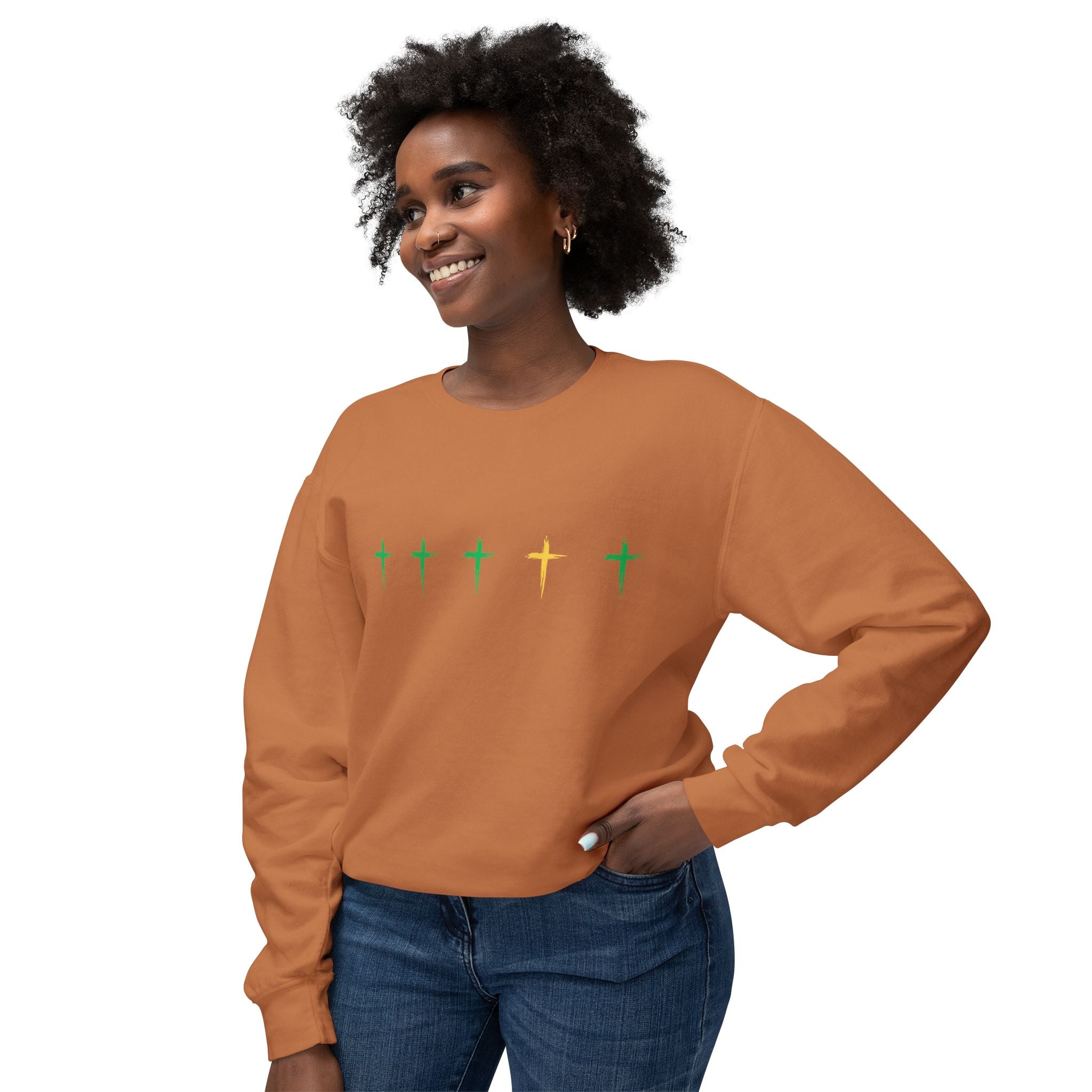Green & Yellow Cross Lightweight Crewneck Sweatshirt - Perfect for Everyday Wear, Gift for Friends, Chic Layering, Ideal for Casual [...]