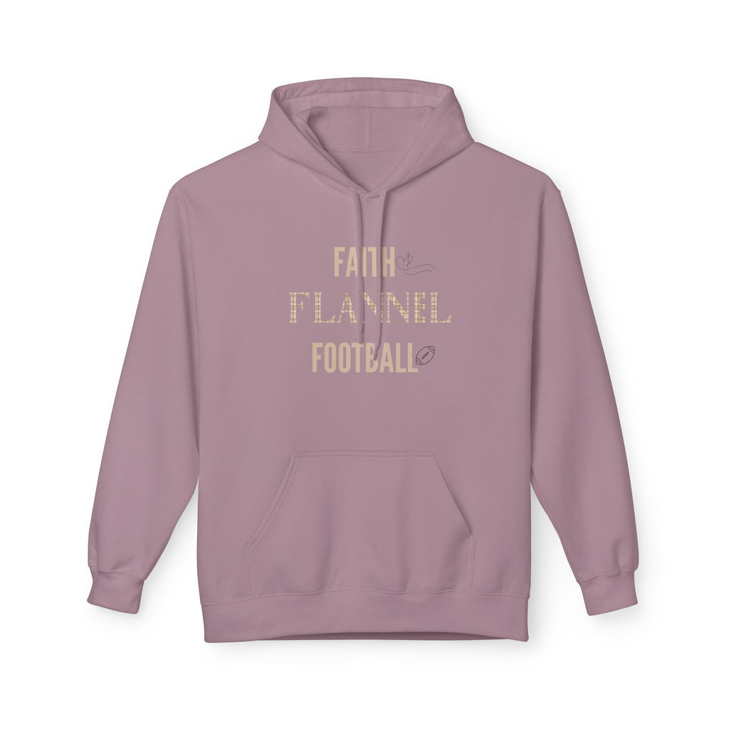 Faith Flannel Football Hoodie | Cozy Unisex Fleece for Fall Gatherings, Game Days, Thanksgiving, Faith-Based Apparel