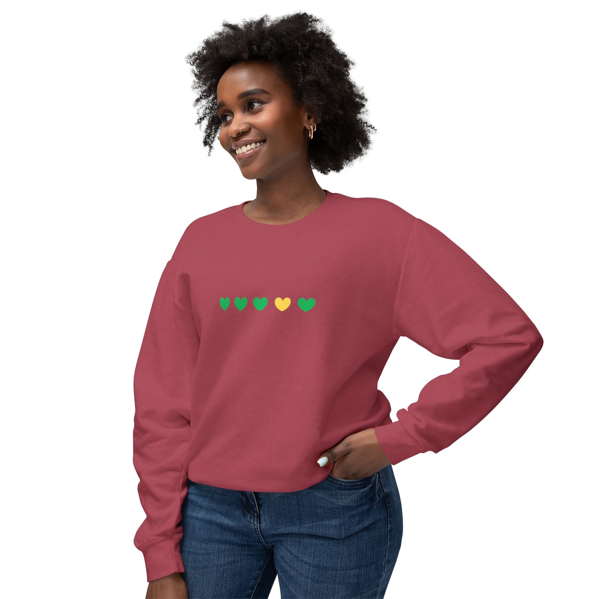 Green & Yellow Heartfelt Lightweight Crewneck Sweatshirt