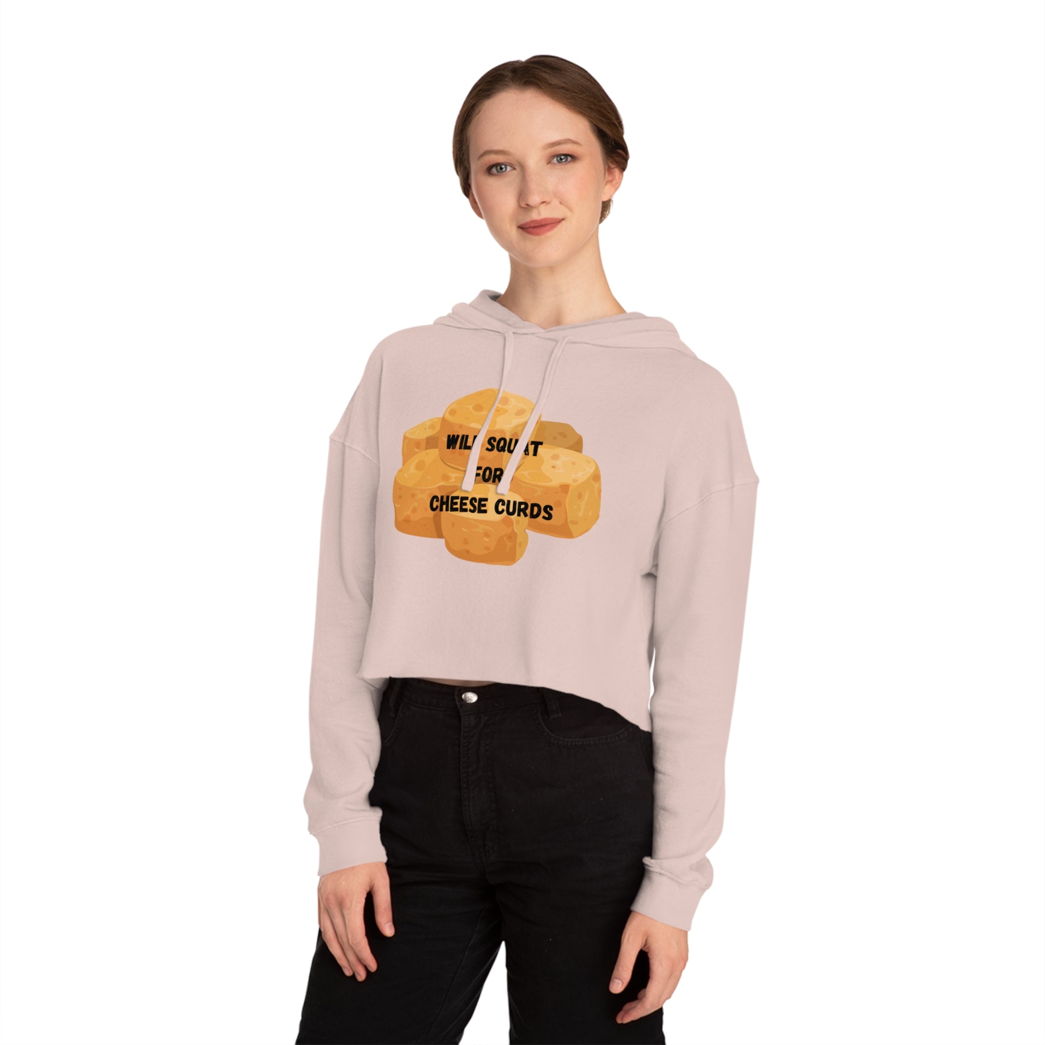 Will Squat For Cheese Curds Cropped Hoodie