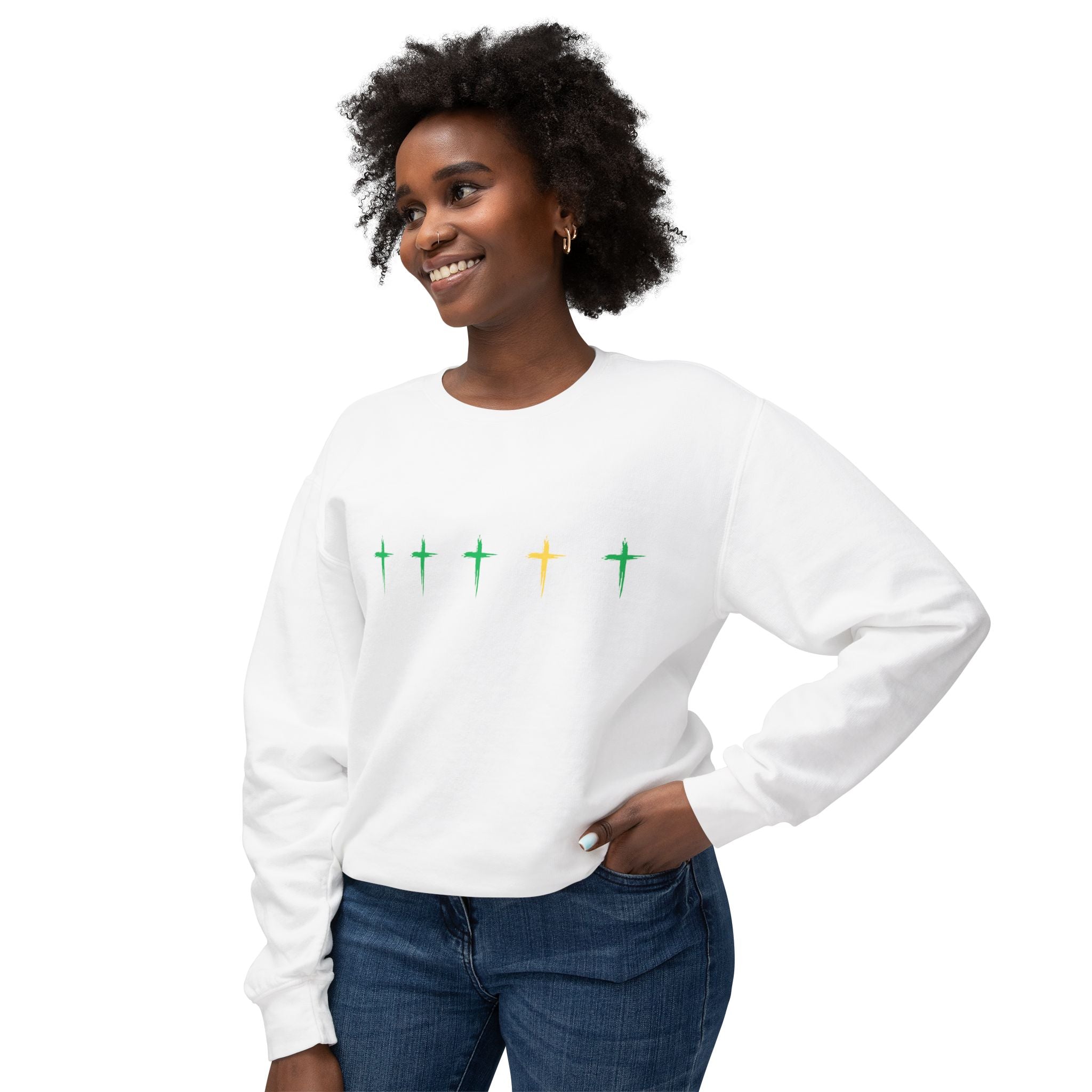Green & Yellow Cross Lightweight Crewneck Sweatshirt - Perfect for Everyday Wear, Gift for Friends, Chic Layering, Ideal for Casual [...]