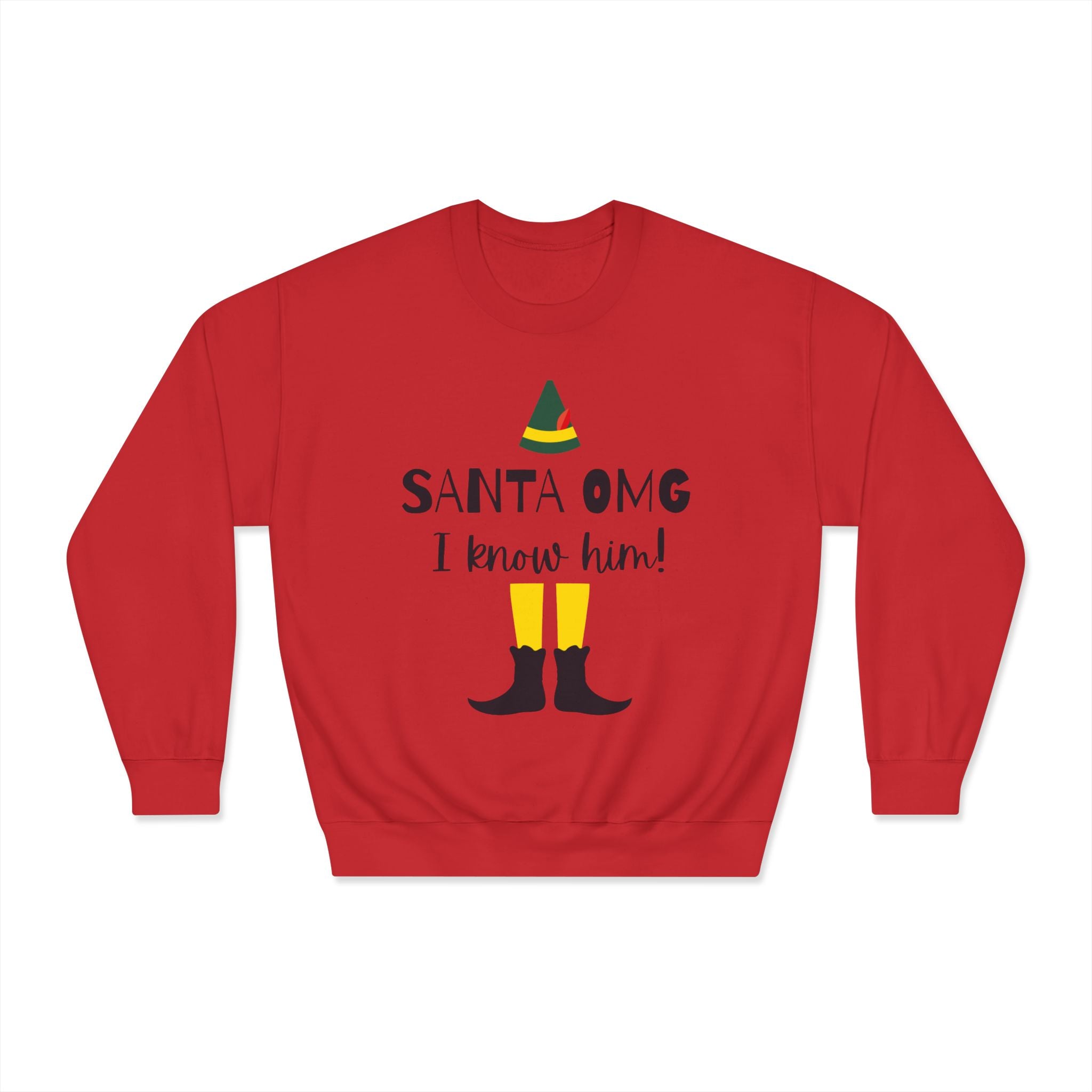 "Santa OMG I Know Him!" Elf Holiday Crewneck Sweatshirt
