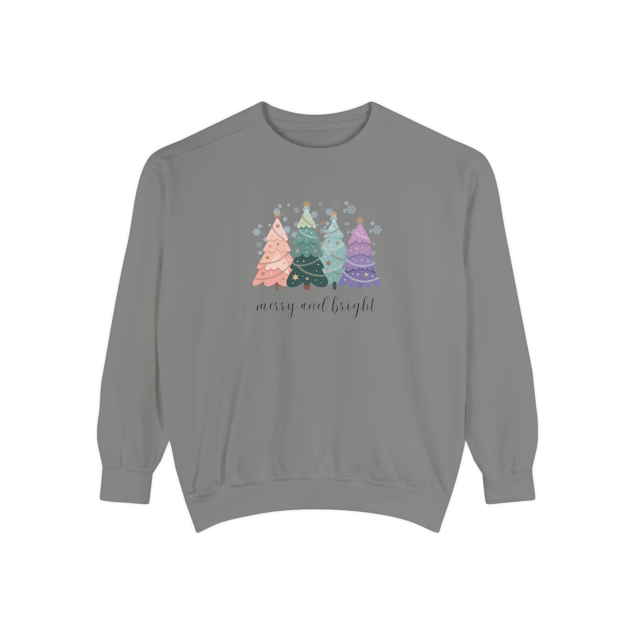 Merry & Bright Colorful Trees Unisex Garment-Dyed Sweatshirt