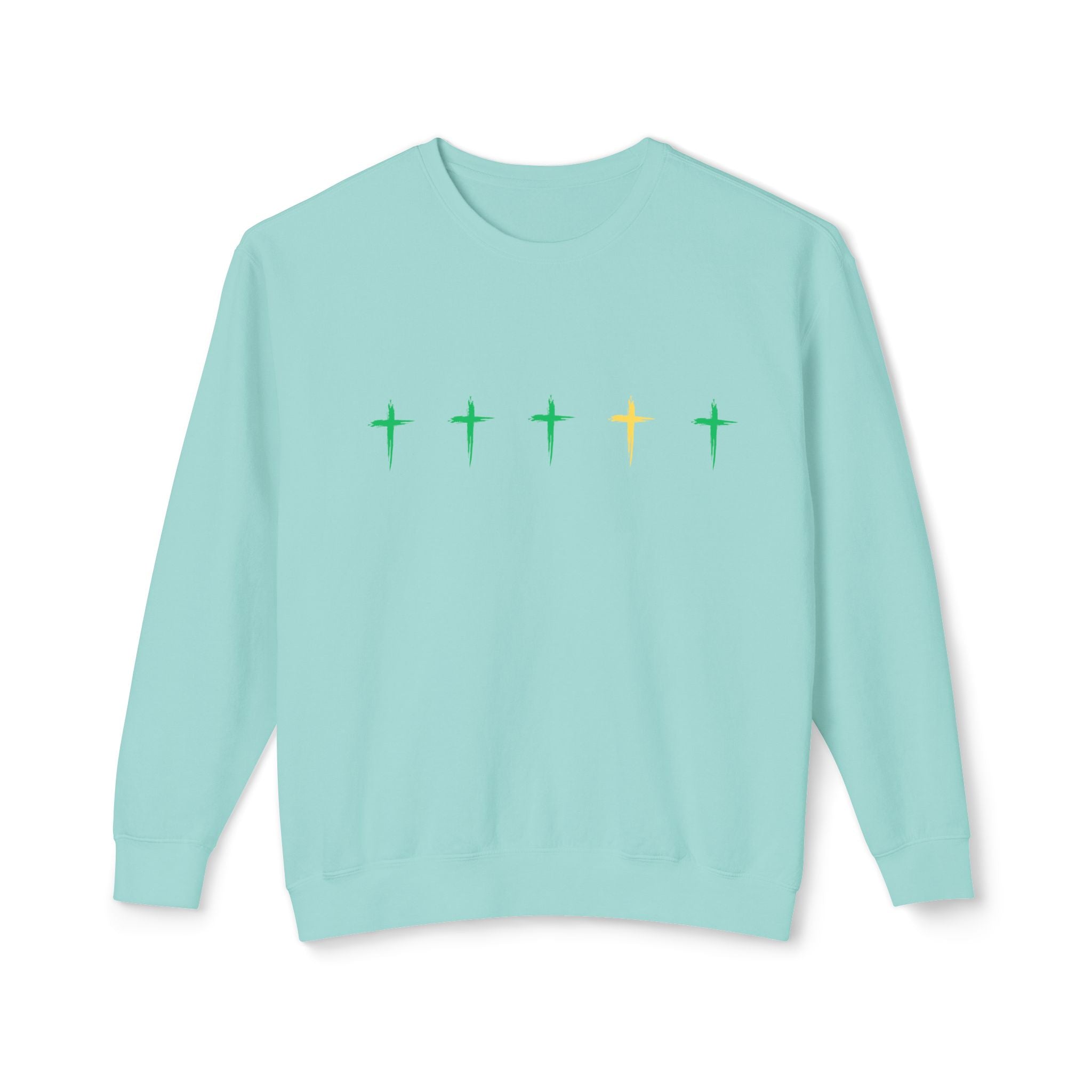 Green & Yellow Cross Lightweight Crewneck Sweatshirt - Perfect for Everyday Wear, Gift for Friends, Chic Layering, Ideal for Casual [...]