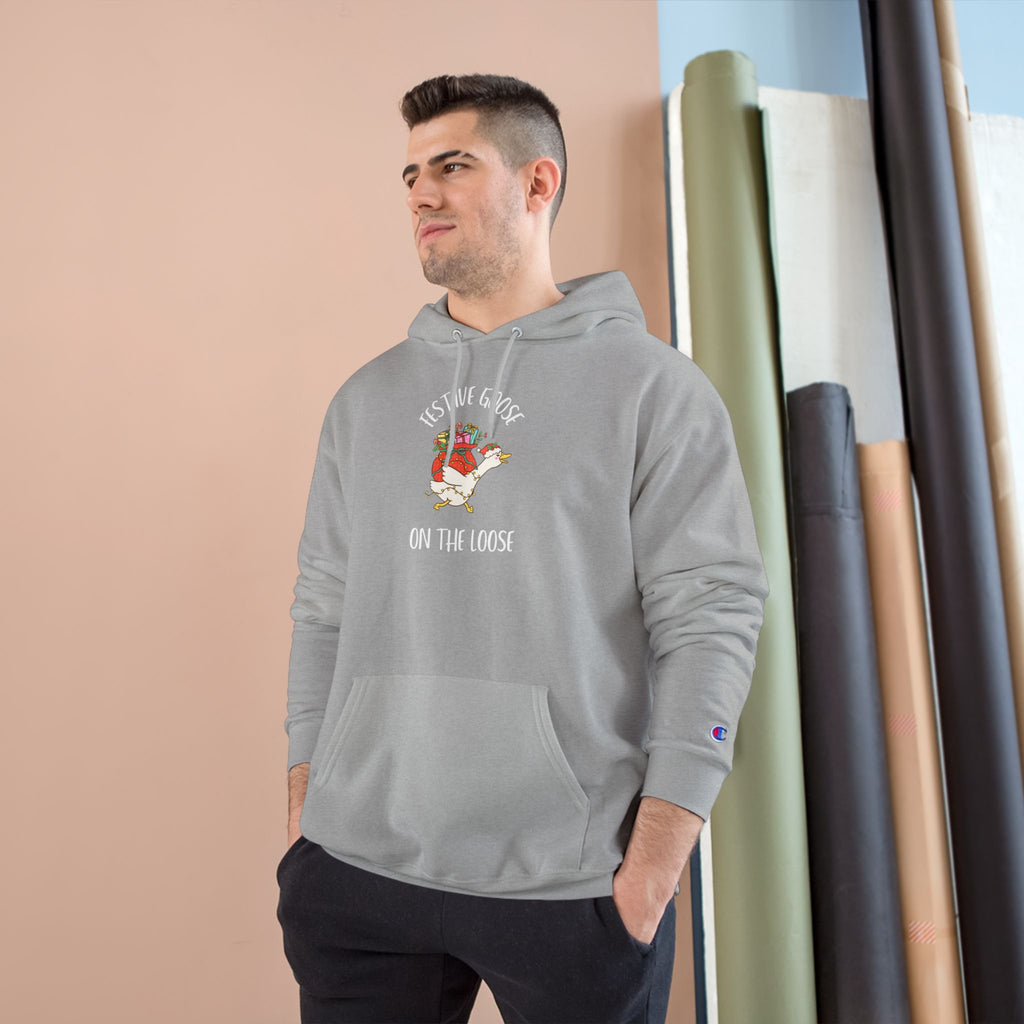 Festive Goose On The Loose Champion Hoodie