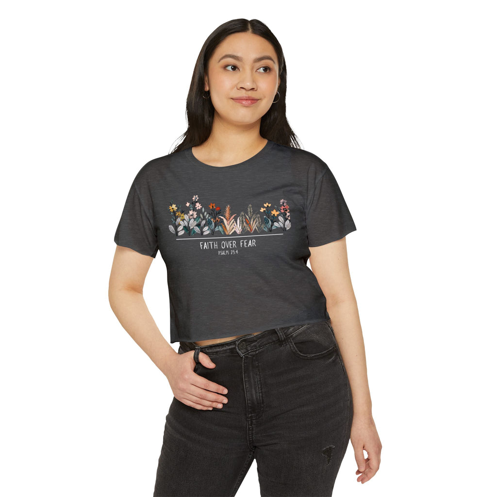 Floral Faith Over Fear Women's Crop Top