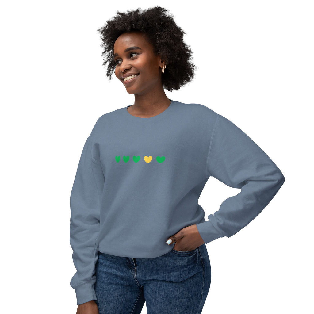 Green & Yellow Heartfelt Lightweight Crewneck Sweatshirt