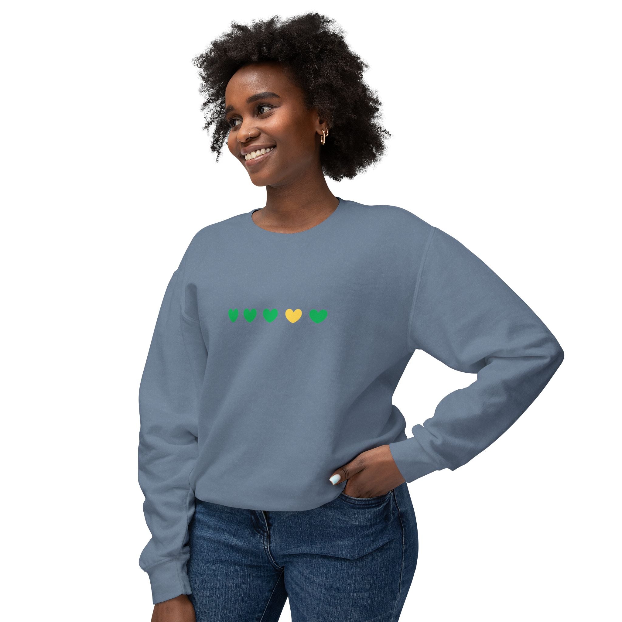 Green & Yellow Heartfelt Lightweight Crewneck Sweatshirt