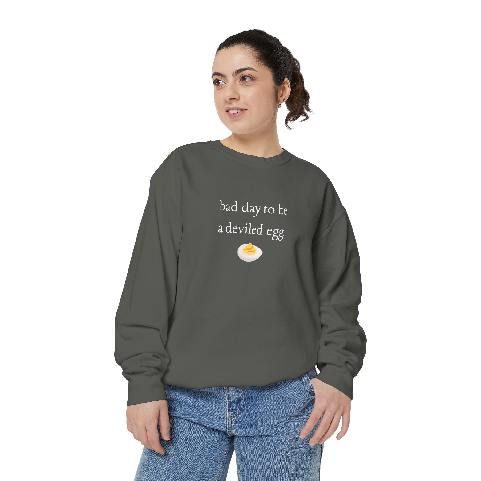 Bad Day To Be A Deviled Egg Graphic Sweatshirt — Cozy Crewneck
