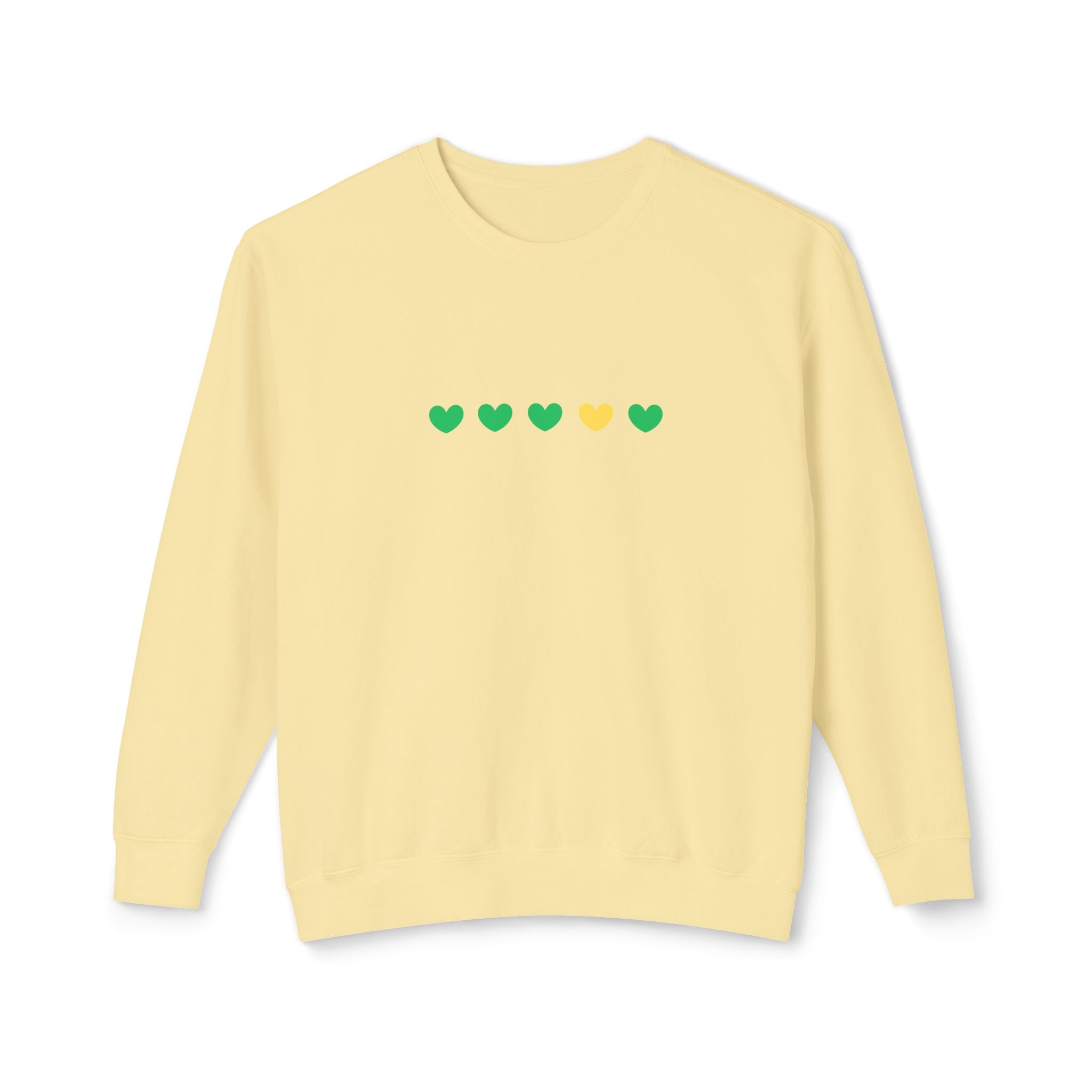 Green & Yellow Heartfelt Lightweight Crewneck Sweatshirt