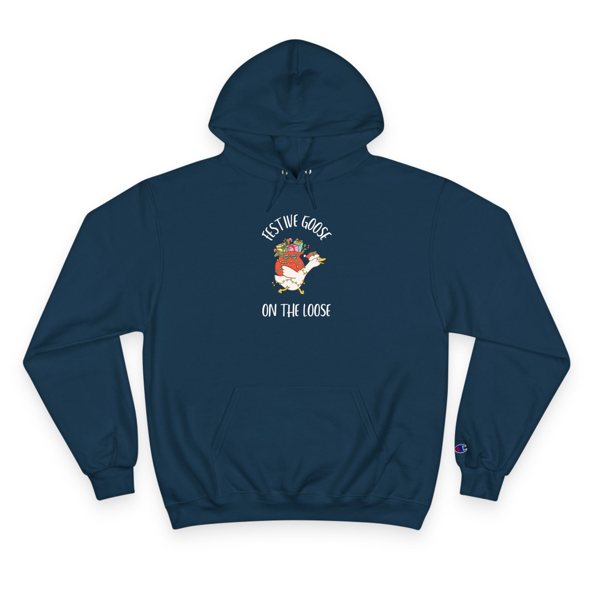 Festive Goose On The Loose Champion Hoodie