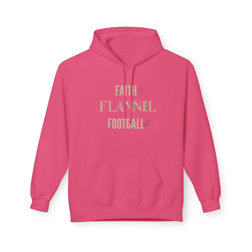 Faith Flannel Football Hoodie | Cozy Unisex Fleece for Fall Gatherings, Game Days, Thanksgiving, Faith-Based Apparel