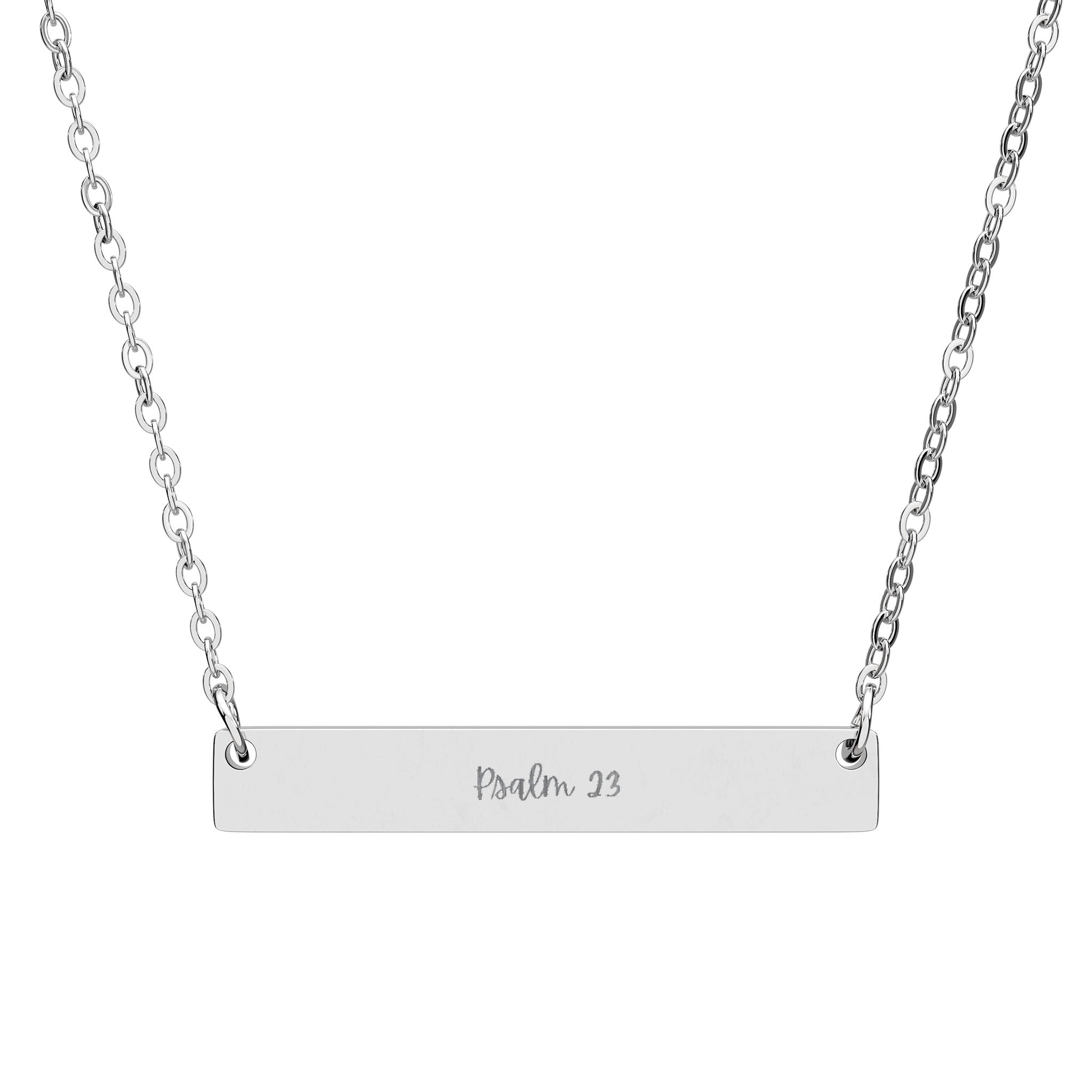 Psalm 23 Horizontal Bar Necklace - Engraved Jewelry for Meaningful Moments