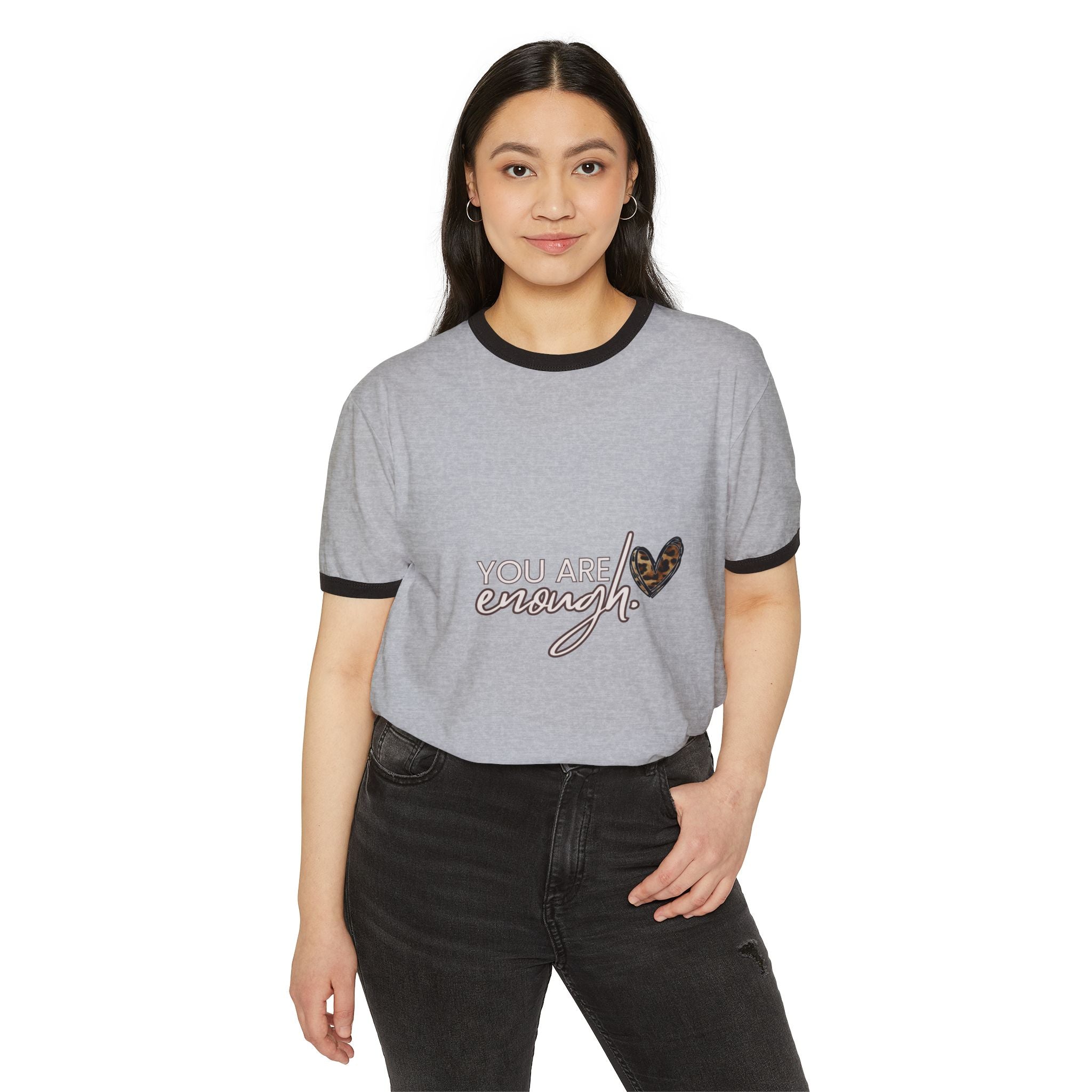 You Are Enough Cheetah Heart Ringer T