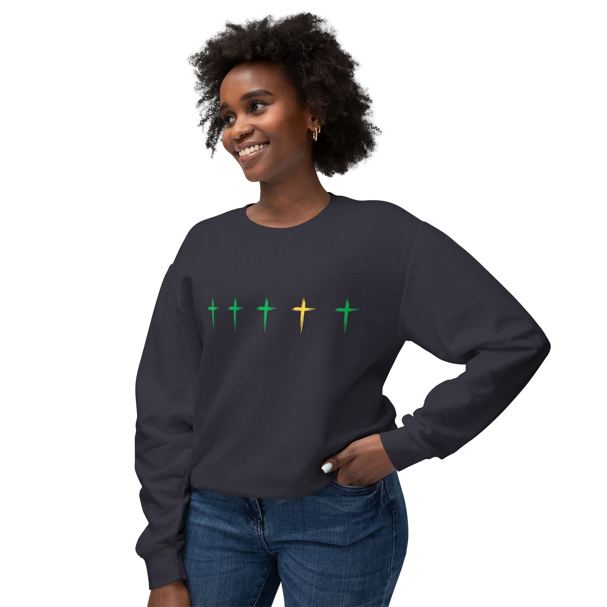 Green & Yellow Cross Lightweight Crewneck Sweatshirt - Perfect for Everyday Wear, Gift for Friends, Chic Layering, Ideal for Casual [...]