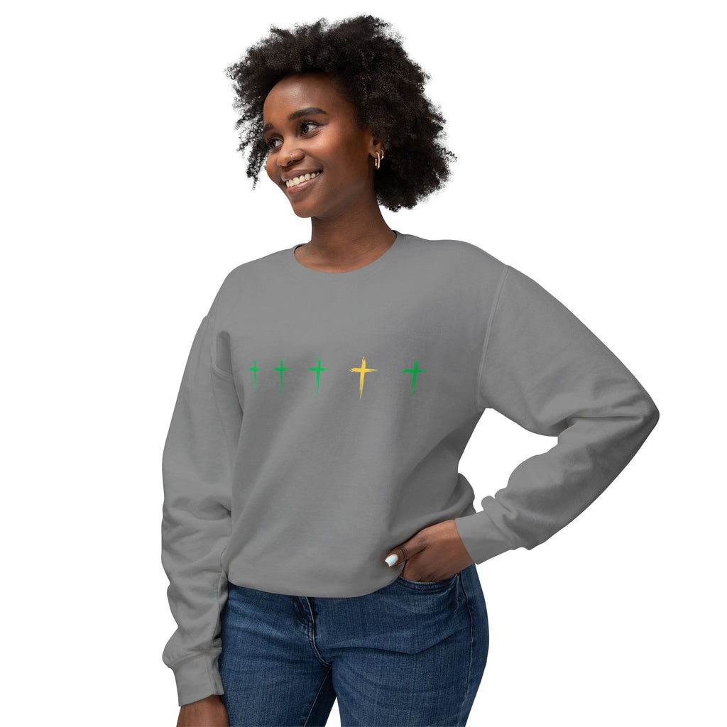 Green & Yellow Cross Lightweight Crewneck Sweatshirt - Perfect for Everyday Wear, Gift for Friends, Chic Layering, Ideal for Casual [...]