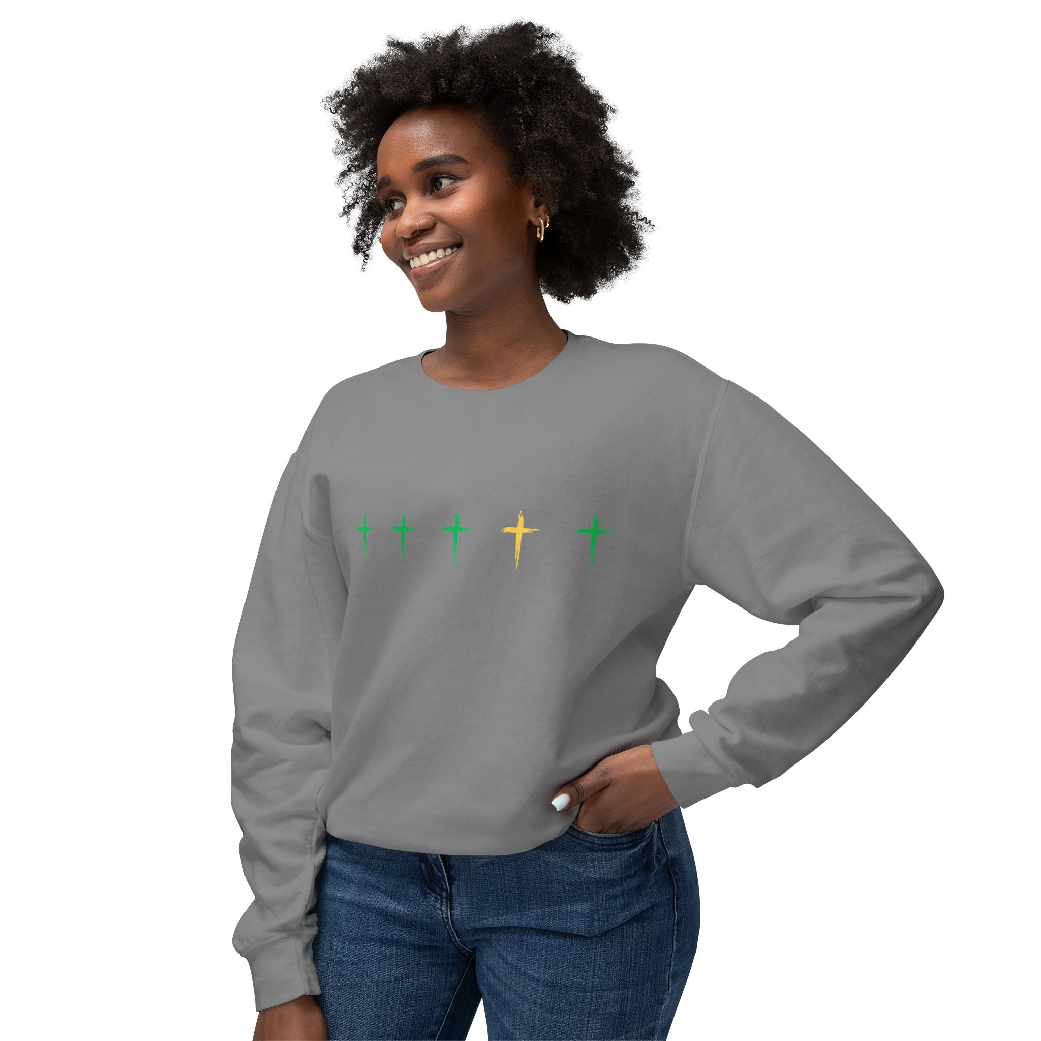 Green & Yellow Cross Lightweight Crewneck Sweatshirt - Perfect for Everyday Wear, Gift for Friends, Chic Layering, Ideal for Casual [...]