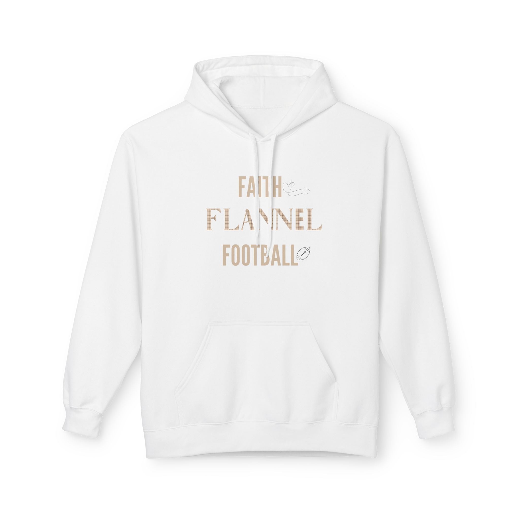 Faith Flannel Football Hoodie | Cozy Unisex Fleece for Fall Gatherings, Game Days, Thanksgiving, Faith-Based Apparel