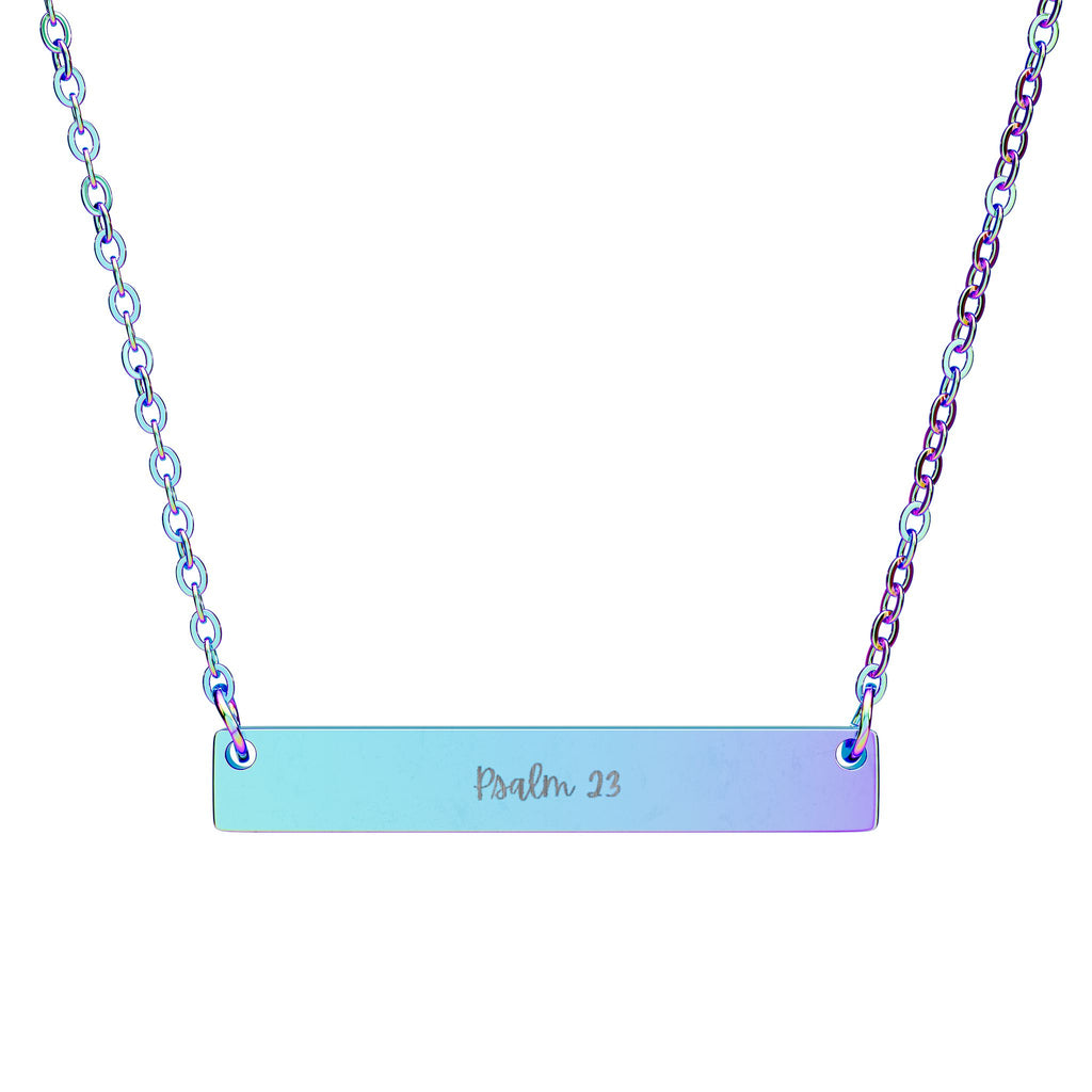 Psalm 23 Horizontal Bar Necklace - Engraved Jewelry for Meaningful Moments