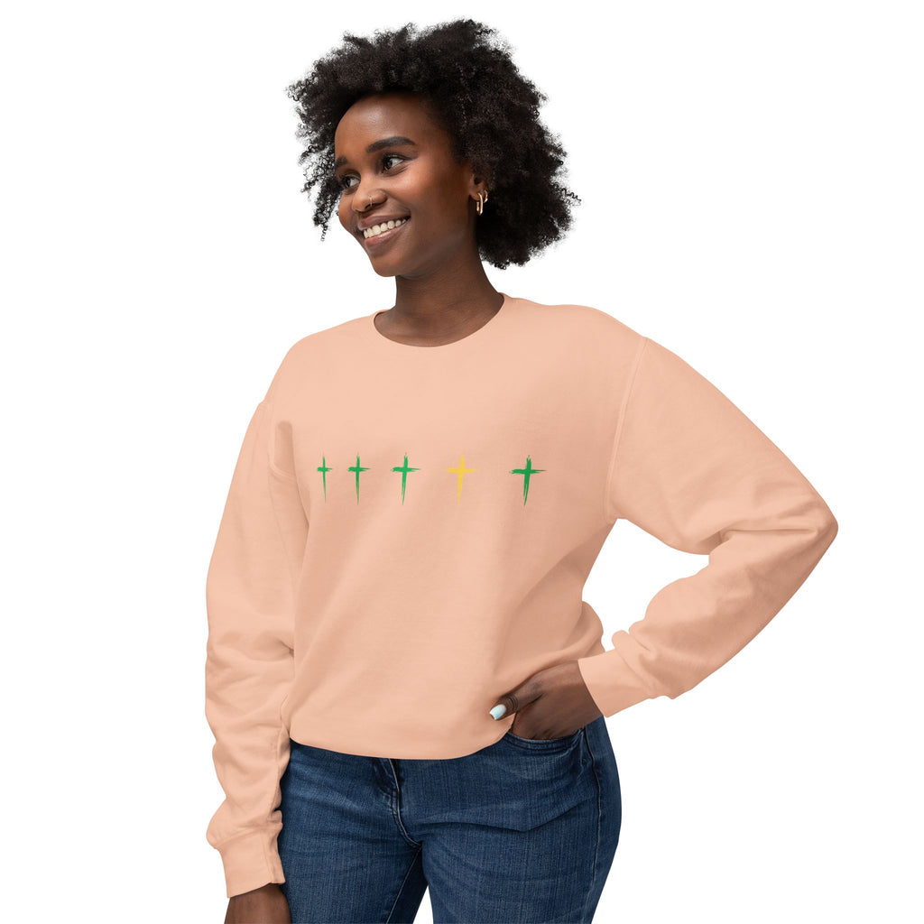 Green & Yellow Cross Lightweight Crewneck Sweatshirt - Perfect for Everyday Wear, Gift for Friends, Chic Layering, Ideal for Casual [...]