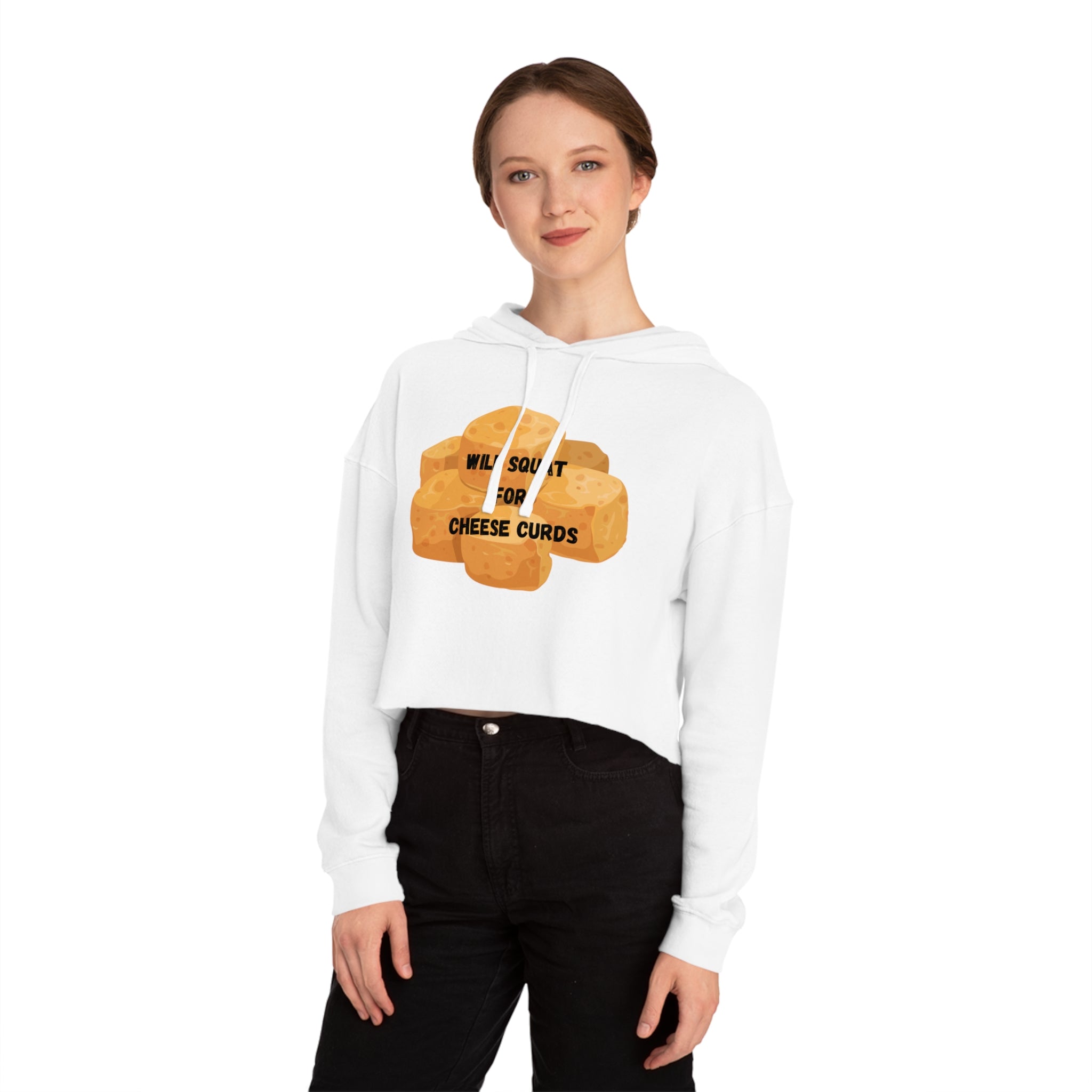 Will Squat For Cheese Curds Cropped Hoodie