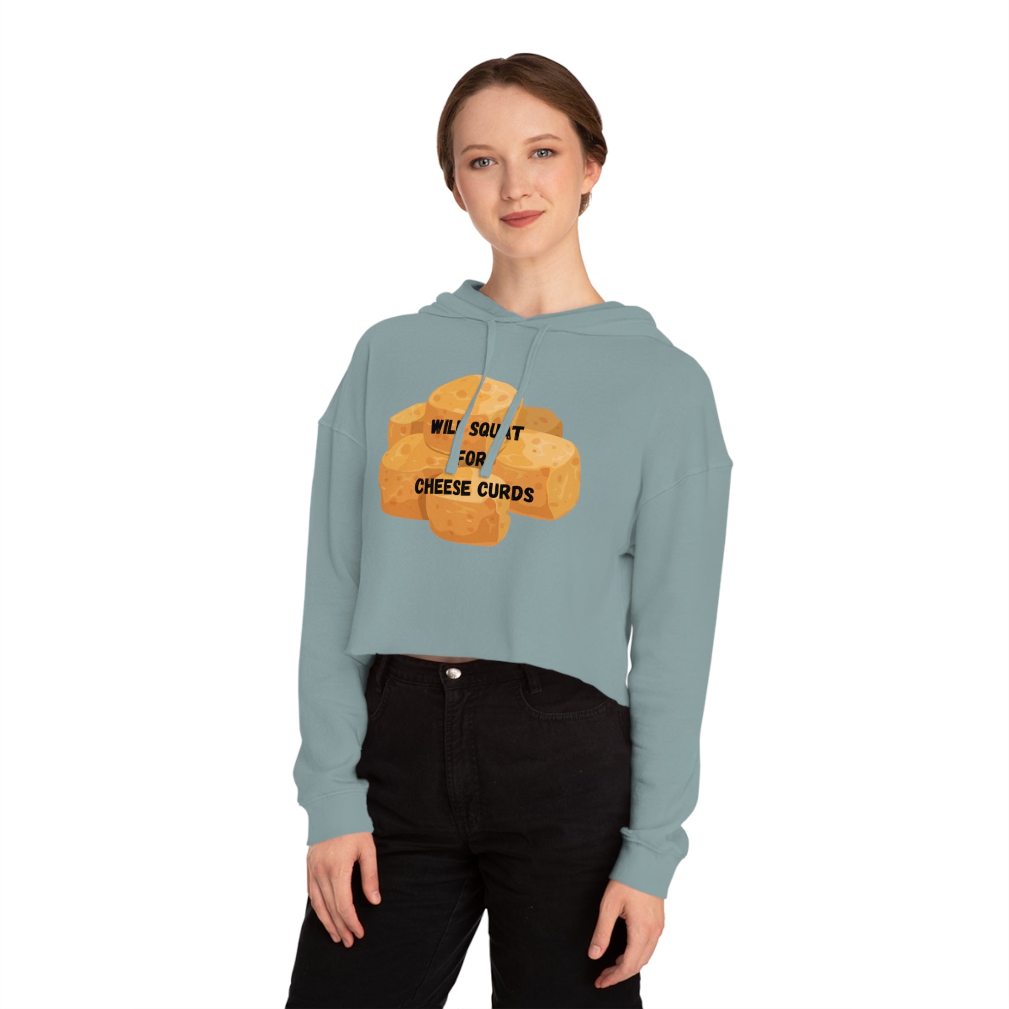 Will Squat For Cheese Curds Cropped Hoodie