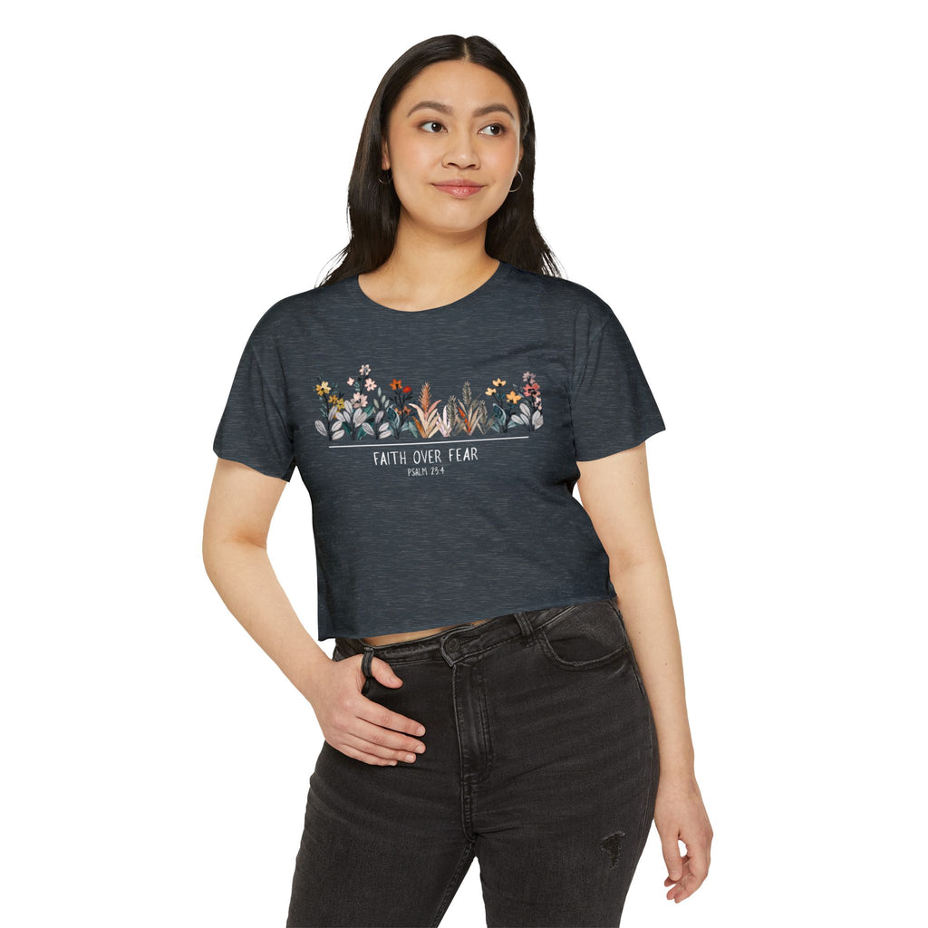 Floral Faith Over Fear Women's Crop Top