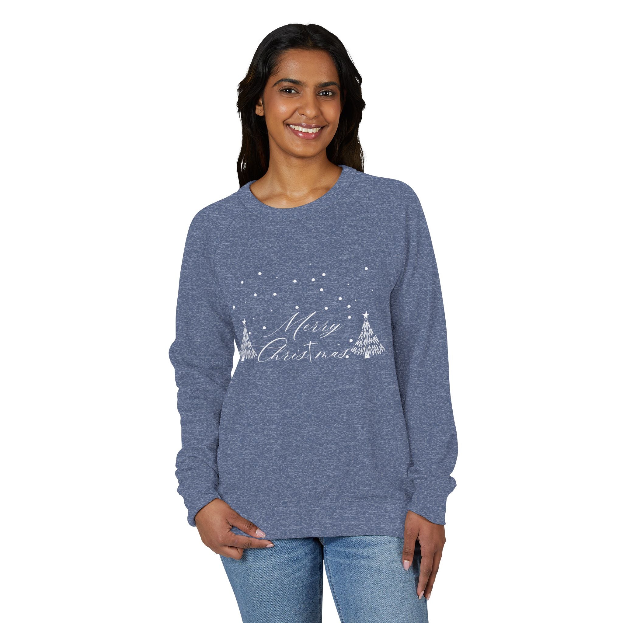 Merry Christmas Snowy Trees French Terry Crewneck Sweatshirt