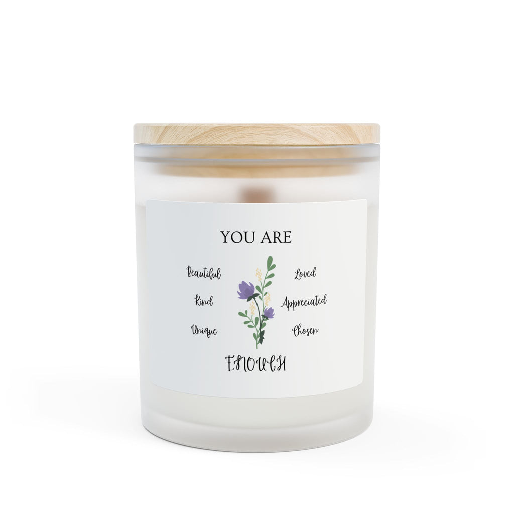 Affirmations Frosted Glass Candle- You Are Beautiful, Brave, Loved, Appreciated, Enough