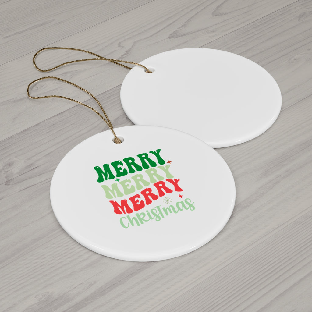 Merry Christmas Ceramic Ornament - Fun Holiday Decor