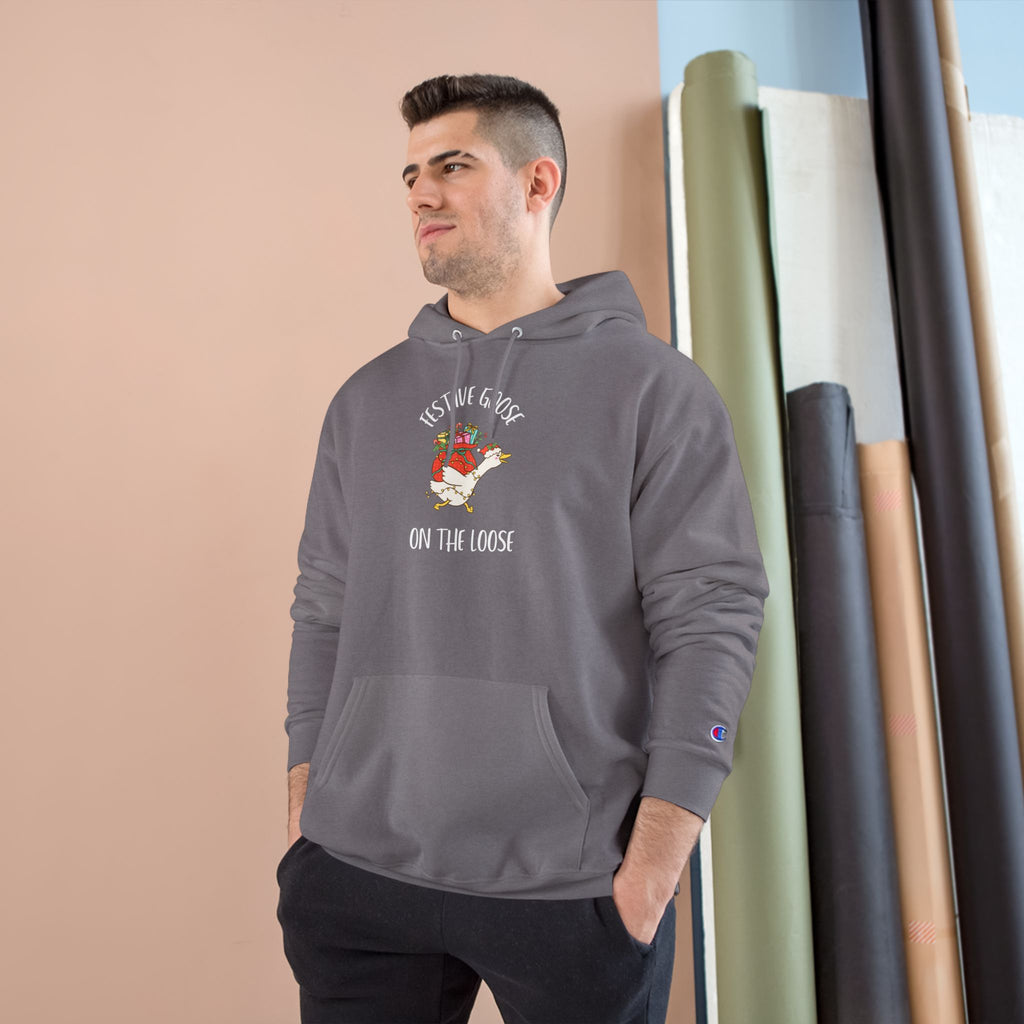 Festive Goose On The Loose Champion Hoodie