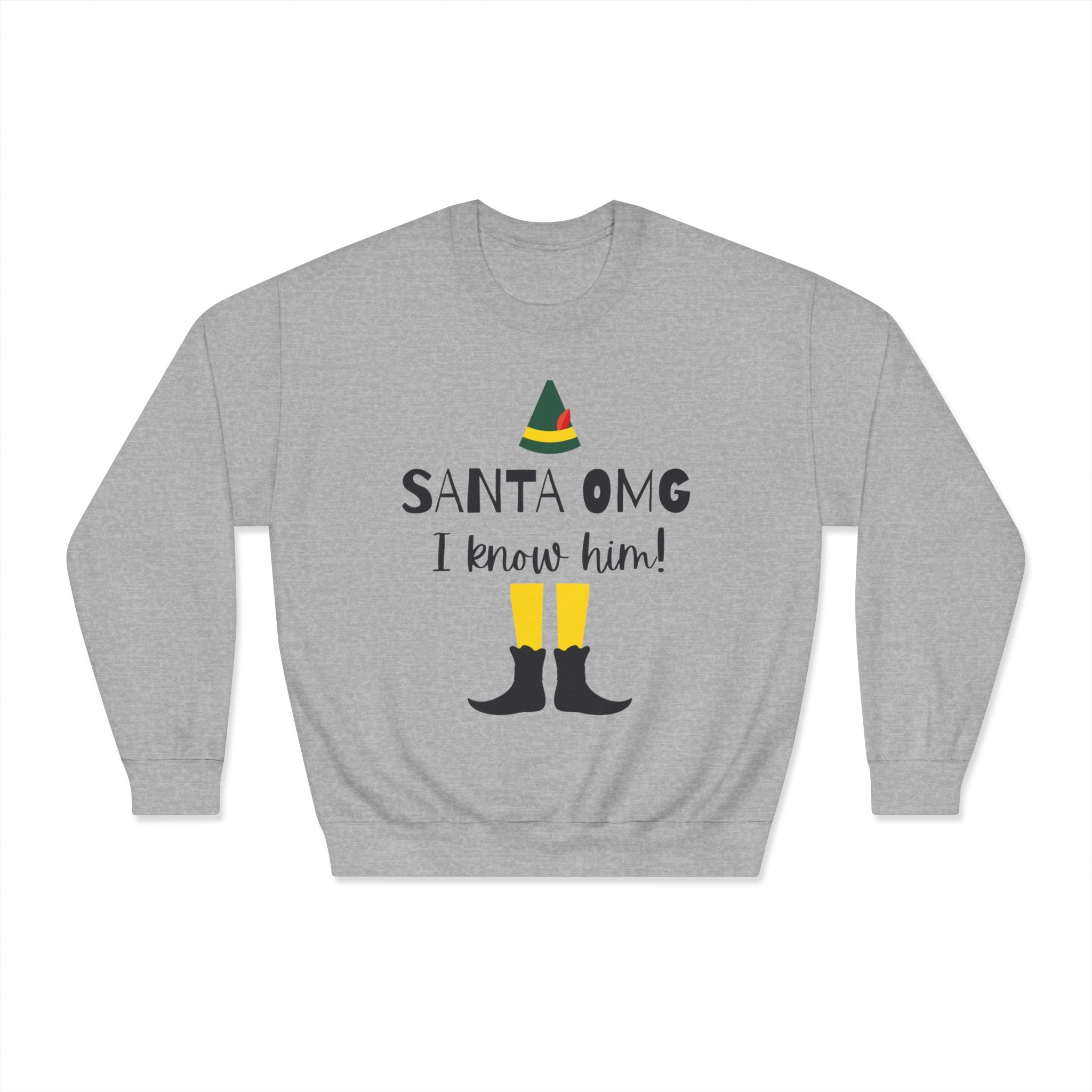 "Santa OMG I Know Him!" Elf Holiday Crewneck Sweatshirt
