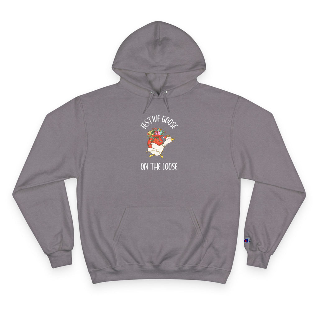 Festive Goose On The Loose Champion Hoodie