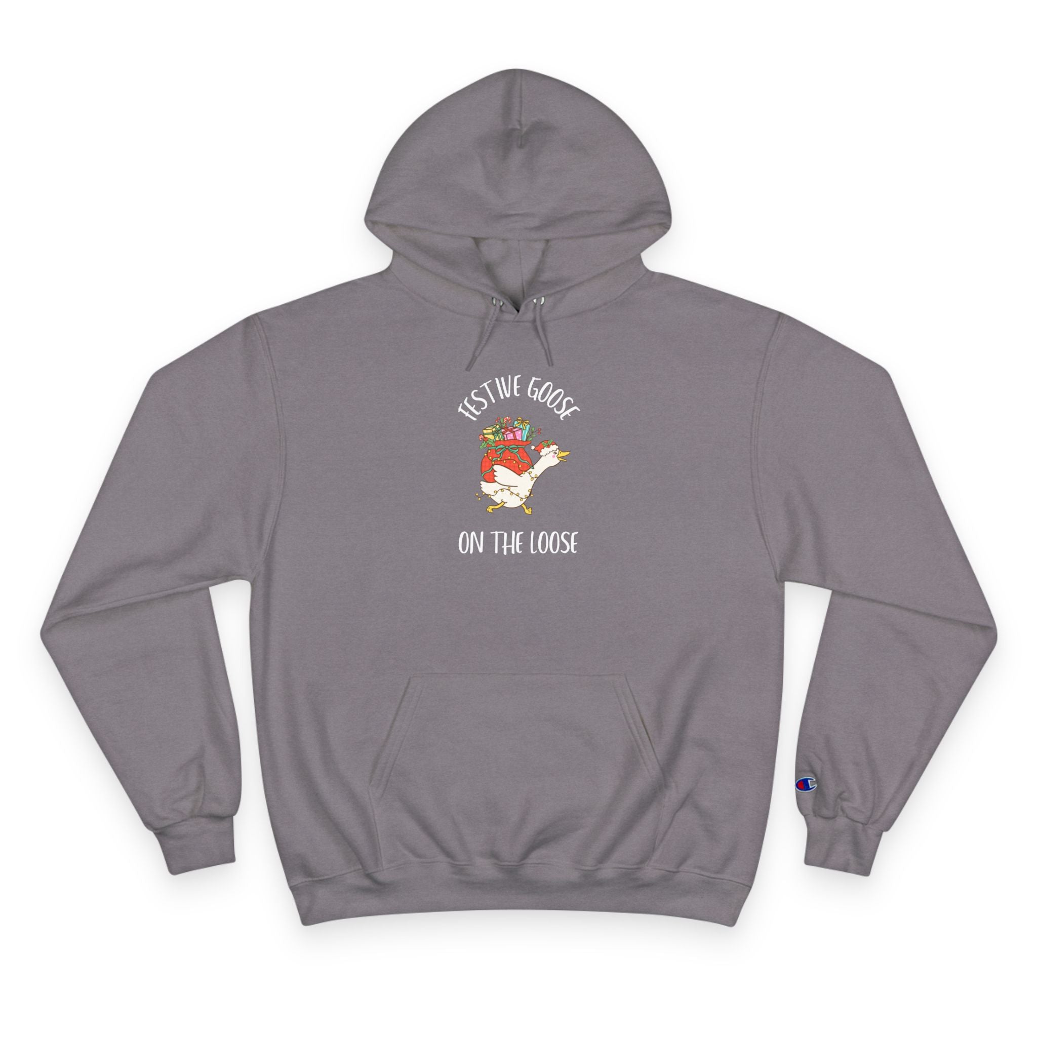 Festive Goose On The Loose Champion Hoodie