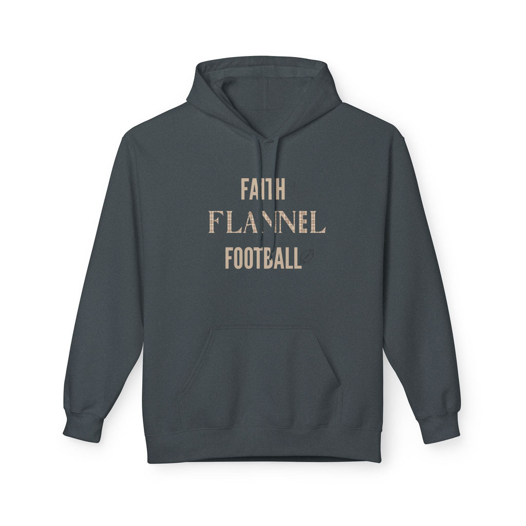 Faith Flannel Football Hoodie | Cozy Unisex Fleece for Fall Gatherings, Game Days, Thanksgiving, Faith-Based Apparel