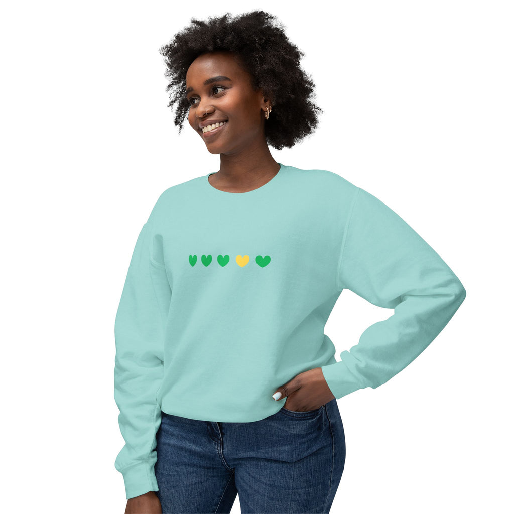 Green & Yellow Heartfelt Lightweight Crewneck Sweatshirt