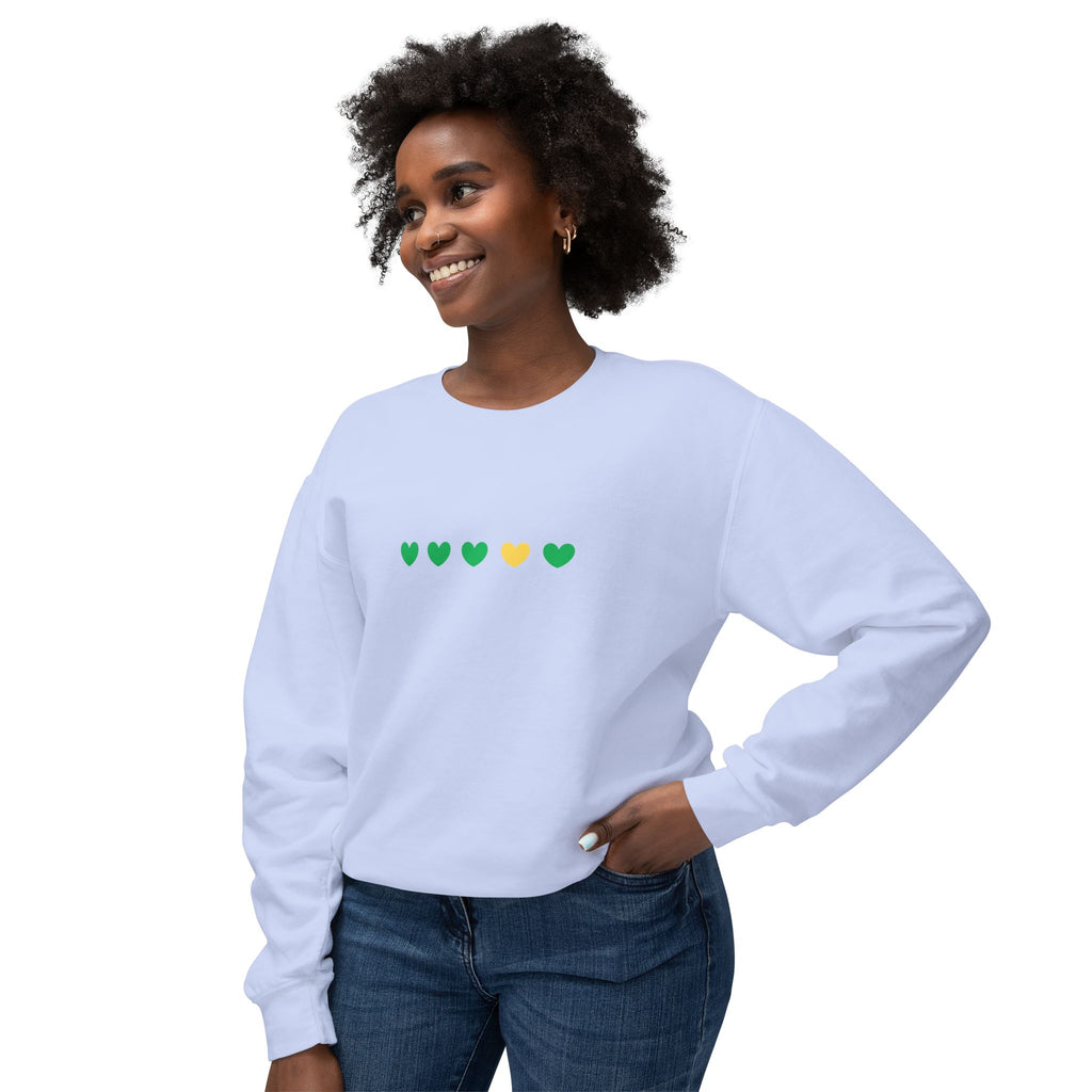 Green & Yellow Heartfelt Lightweight Crewneck Sweatshirt