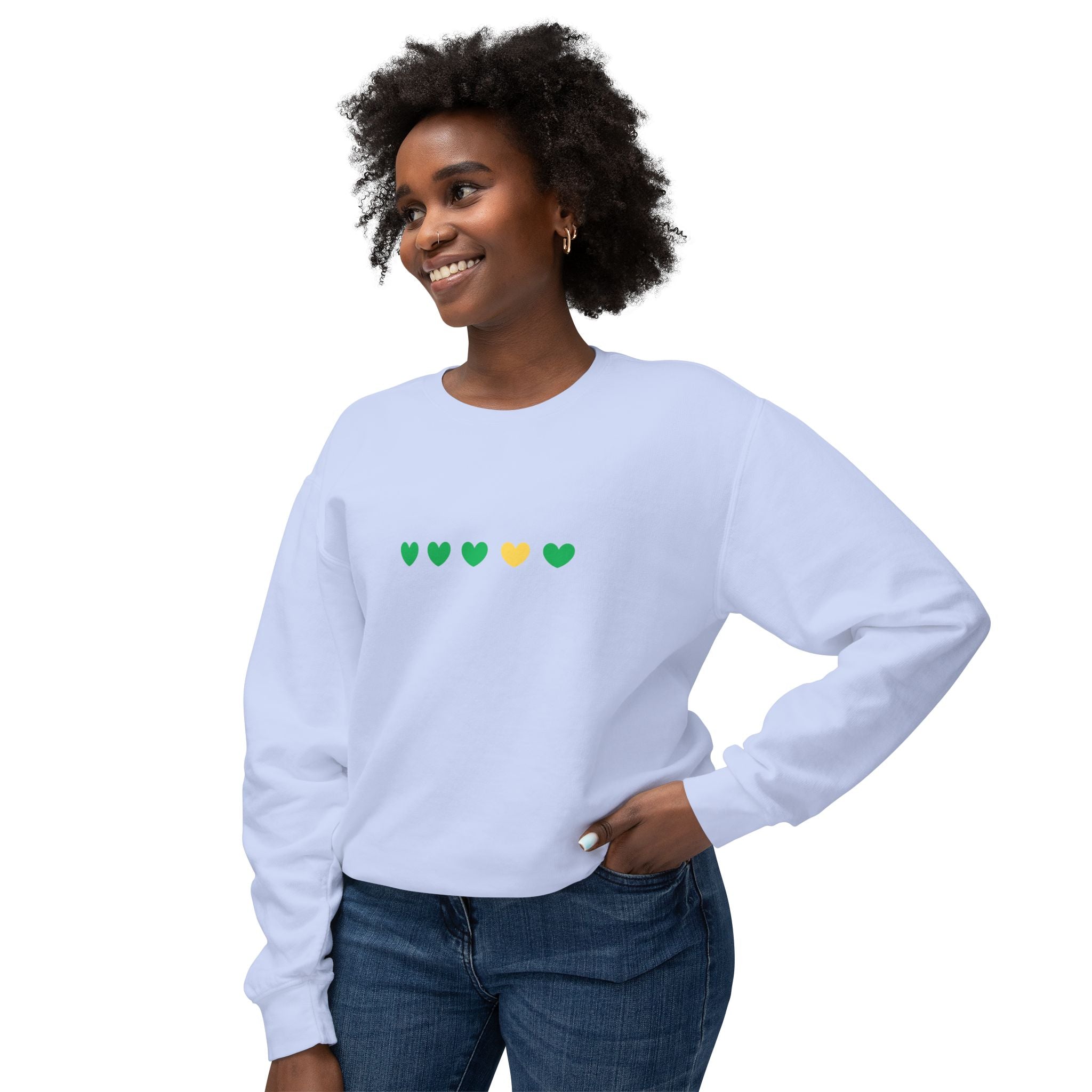 Green & Yellow Heartfelt Lightweight Crewneck Sweatshirt