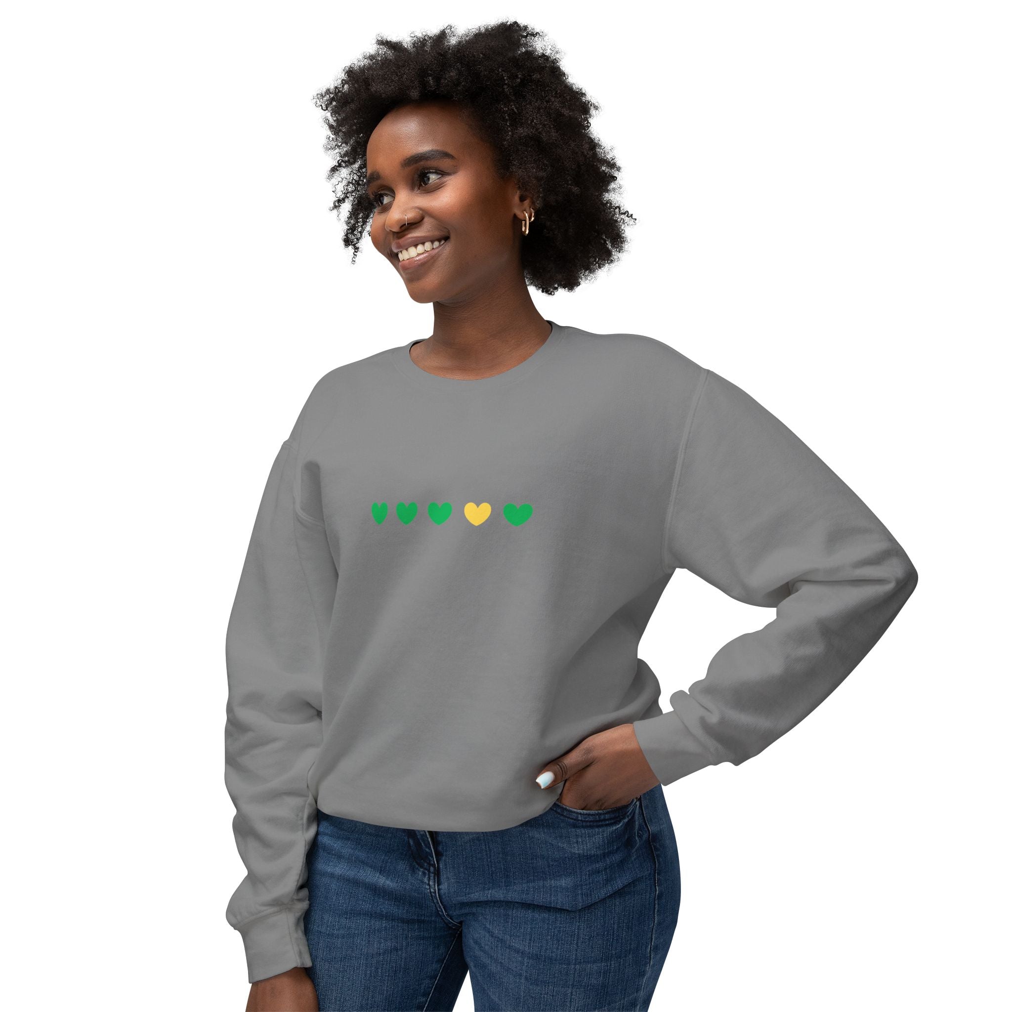 Green & Yellow Heartfelt Lightweight Crewneck Sweatshirt