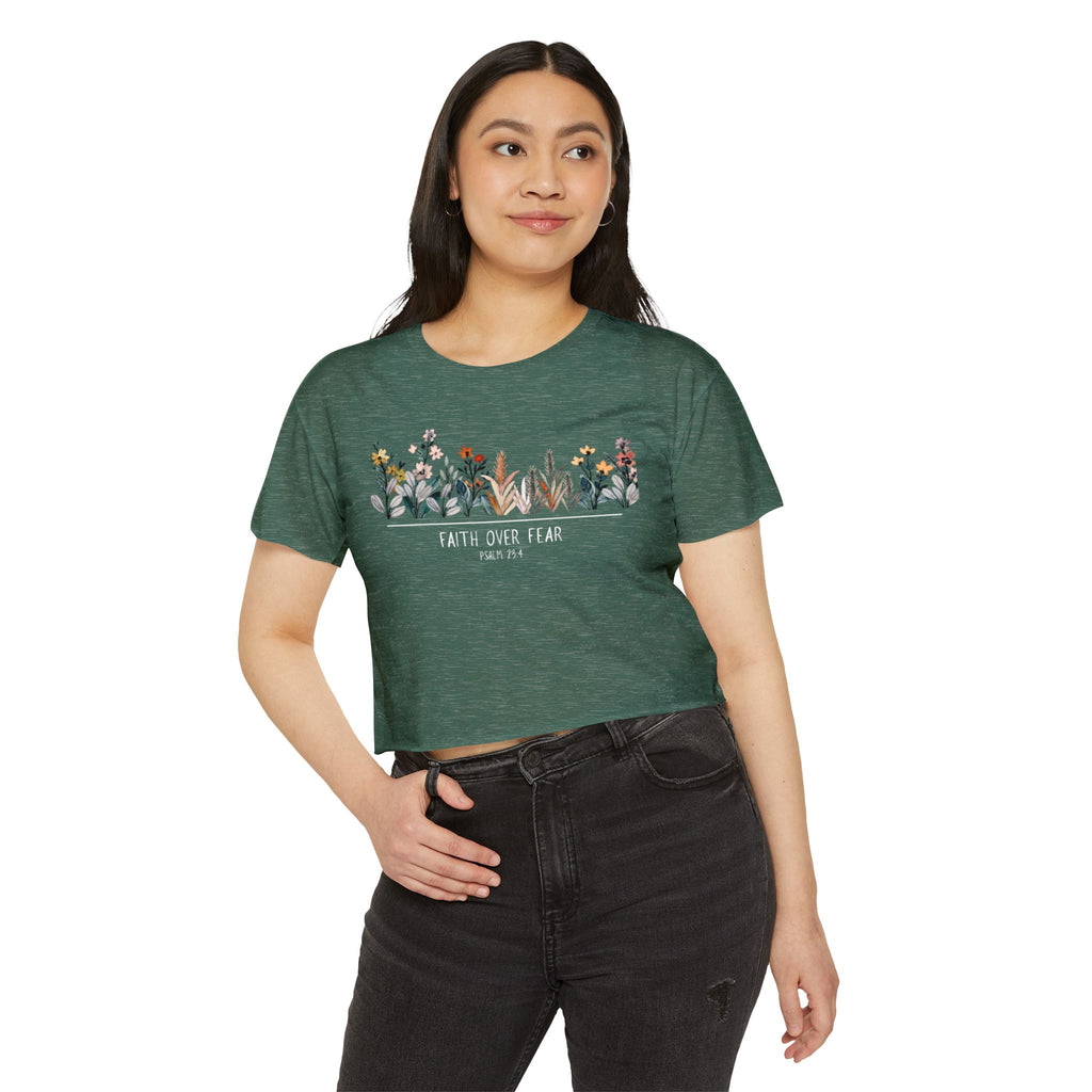 Floral Faith Over Fear Women's Crop Top